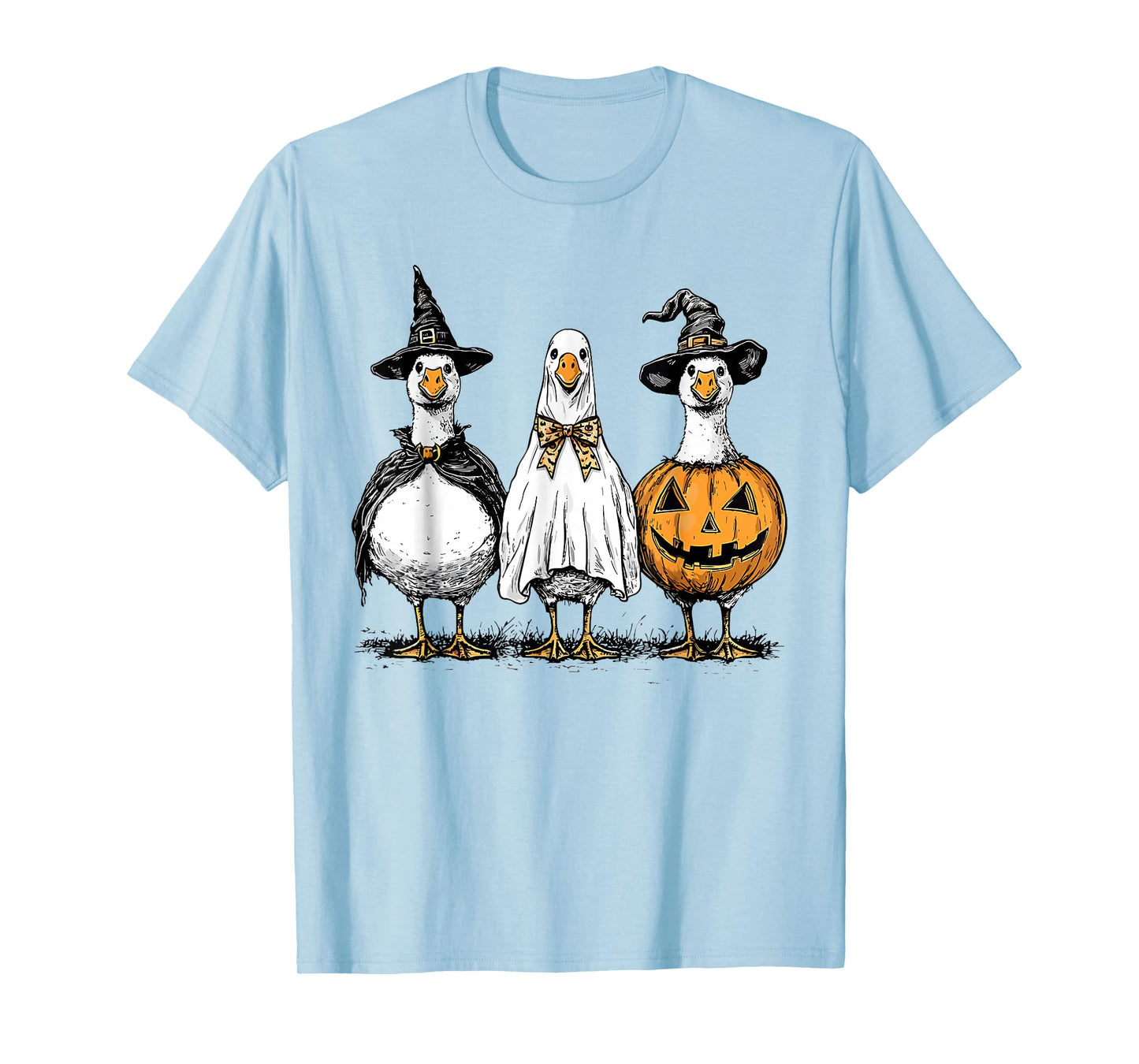 Halloween Witch Goose Retro Ghost Pumpkin Animals Lover T-Shirt