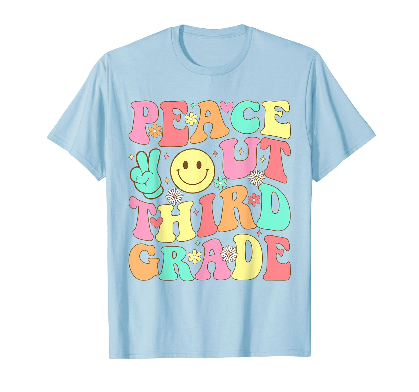 Peace Out Third Grade Groovy 3rd Grade Last day of school T-Shirt