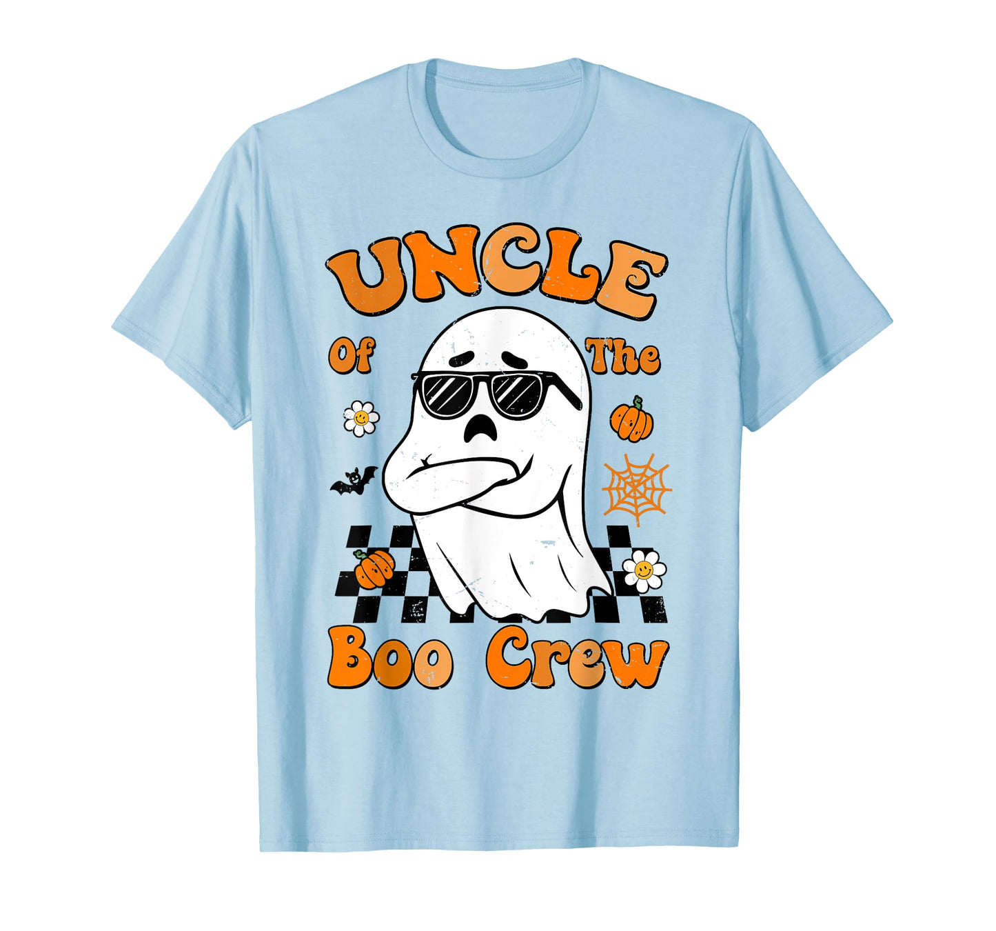 Uncle Of The Boo Crew Groovy Retro Family Halloween Funny T-Shirt