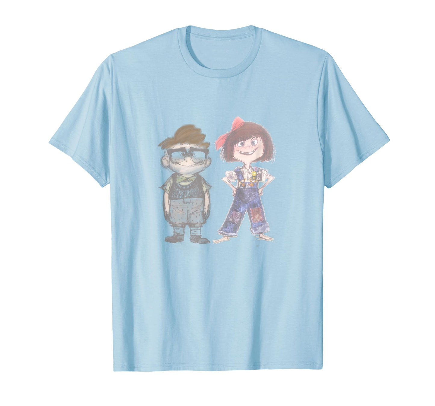 Disney Pixar Up Young Carl & Ellie Cute Vintage Sketch T-Shirt