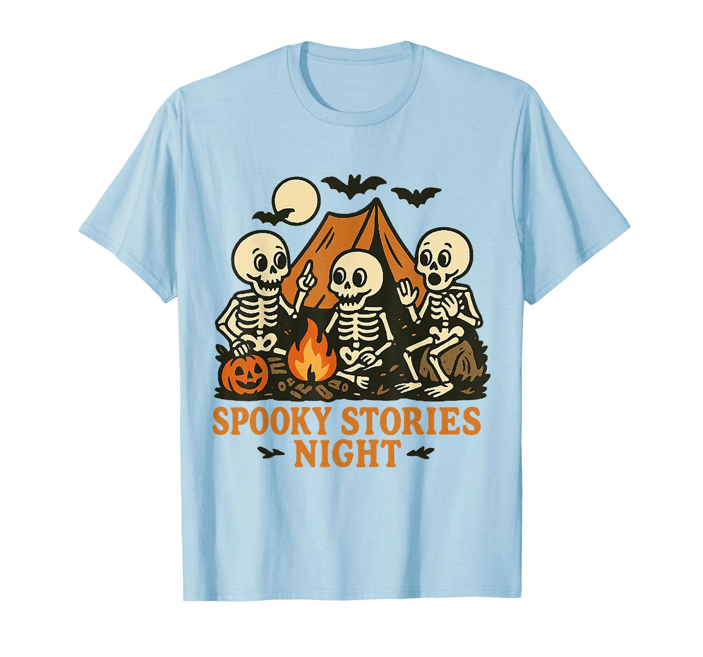 Spooky Storie Night, Spooky Camping Skeleton Halloween Tees T-Shirt