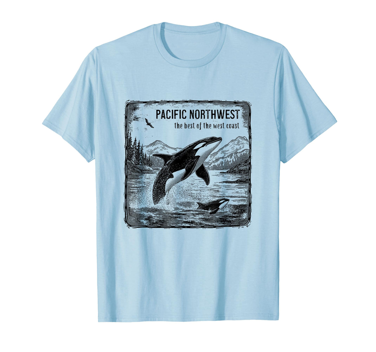 Pacific Northwest Orca Whale Camping Hiking Souvenir T-Shirt