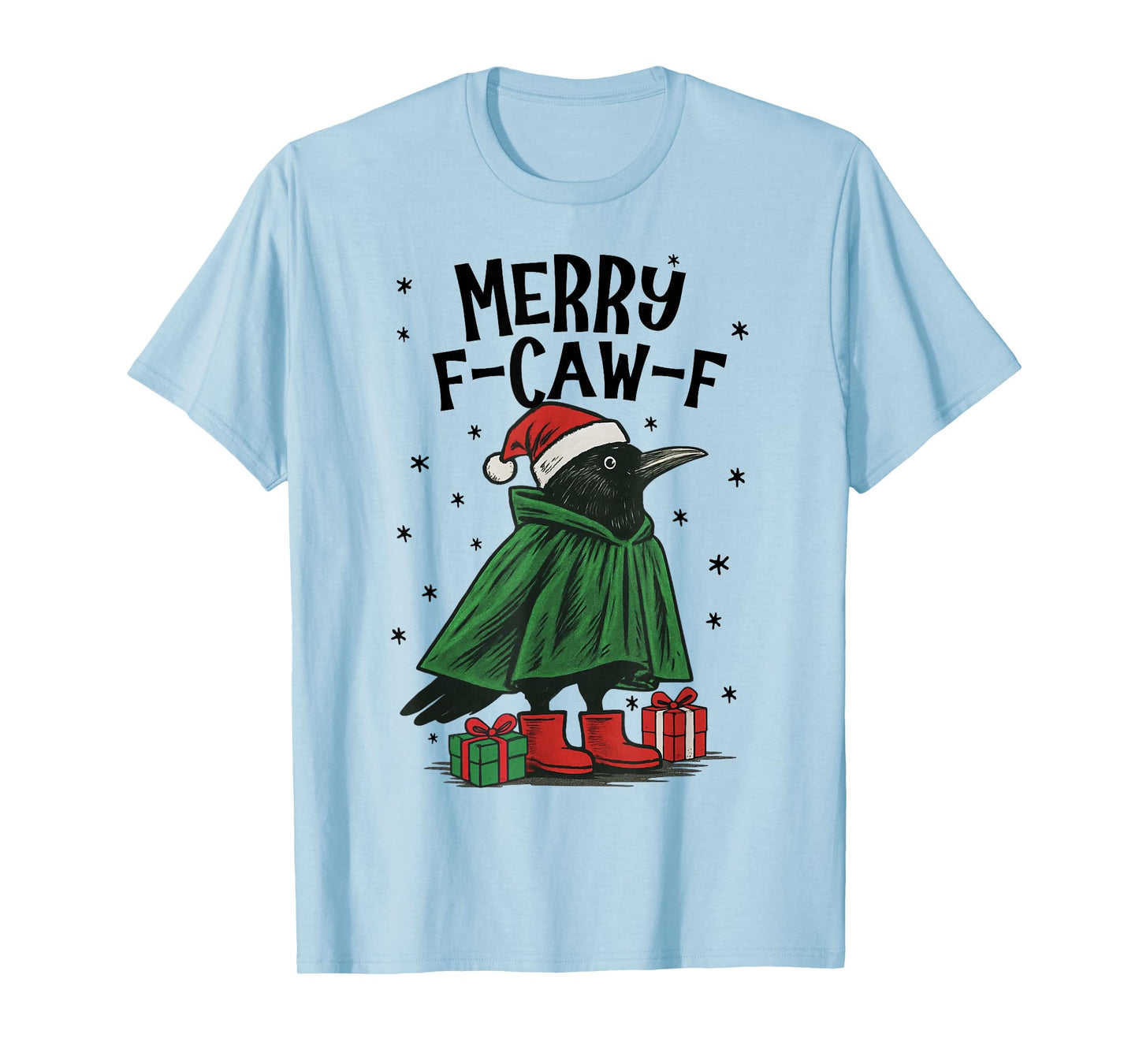 Merry F-Caw-F Funny Christmas Black Crow Merry Xmas F-Caw-F T-Shirt