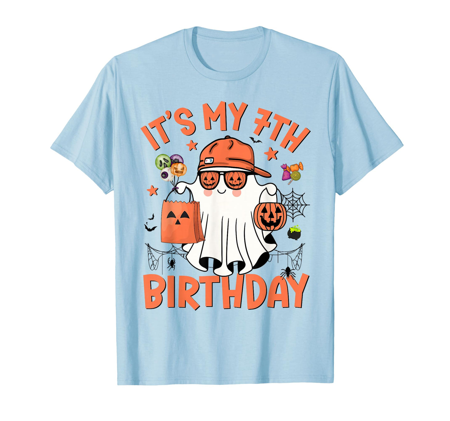 It's My 7th Birthday Funny Halloween Ghost Boo 7th Bday Boy T-Shirt