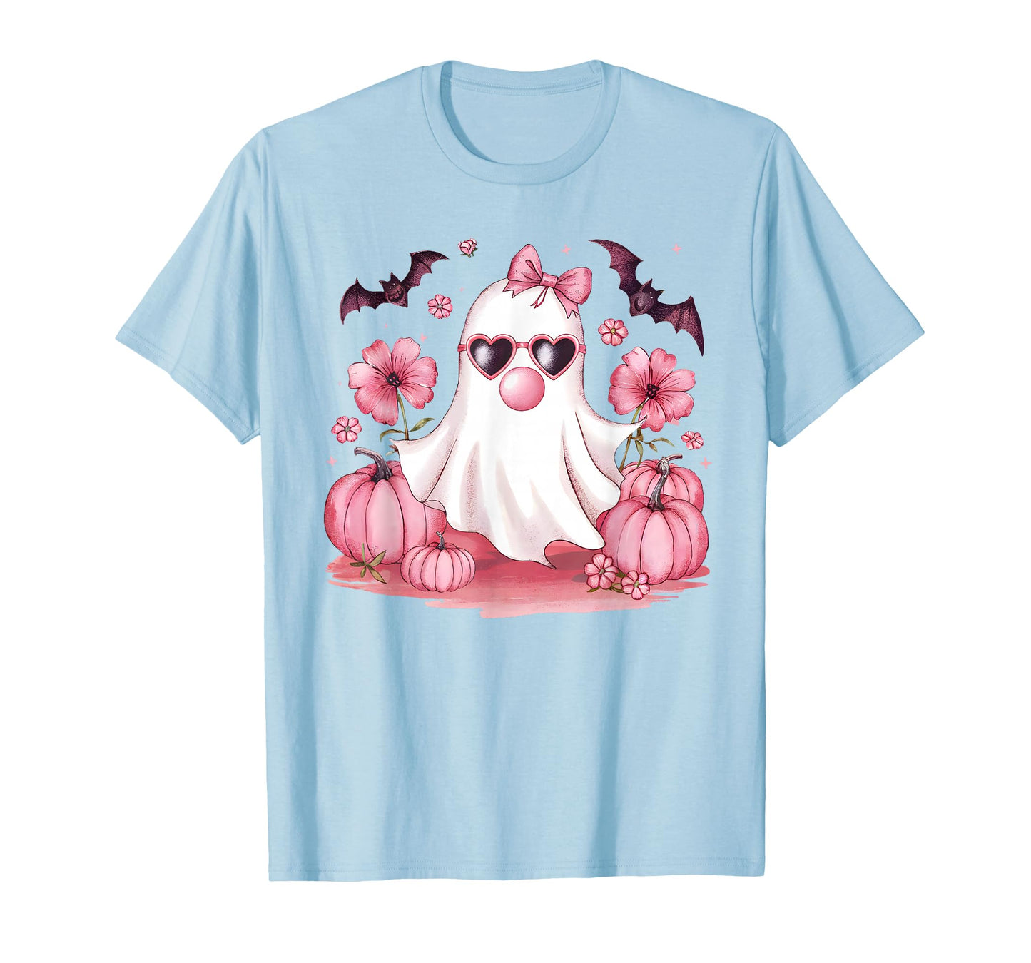 Cute Girly Ghost Blowing Bubble Gum Halloween Costume Kids T-Shirt