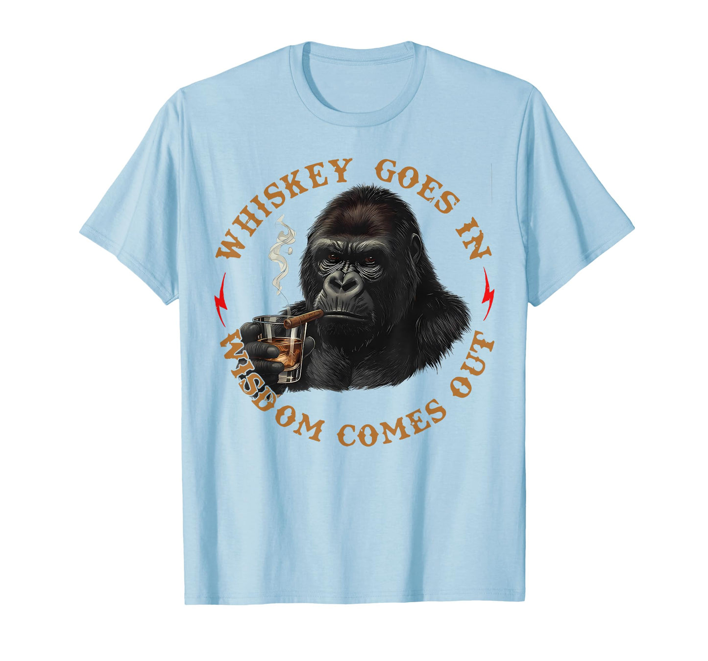 Whiskey Goes in Wisdom Comes Out Funny Monkey T-Shirt