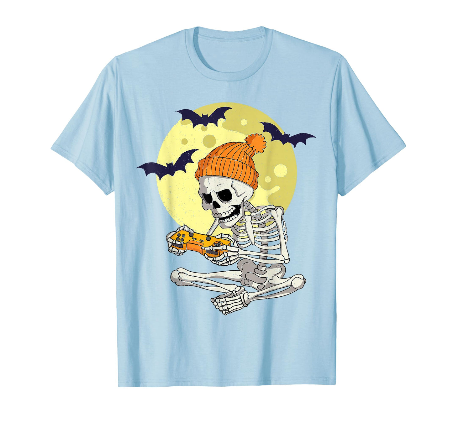 Funny Halloween Skeleton Gamer Video Games Boys Mens Gaming T-Shirt