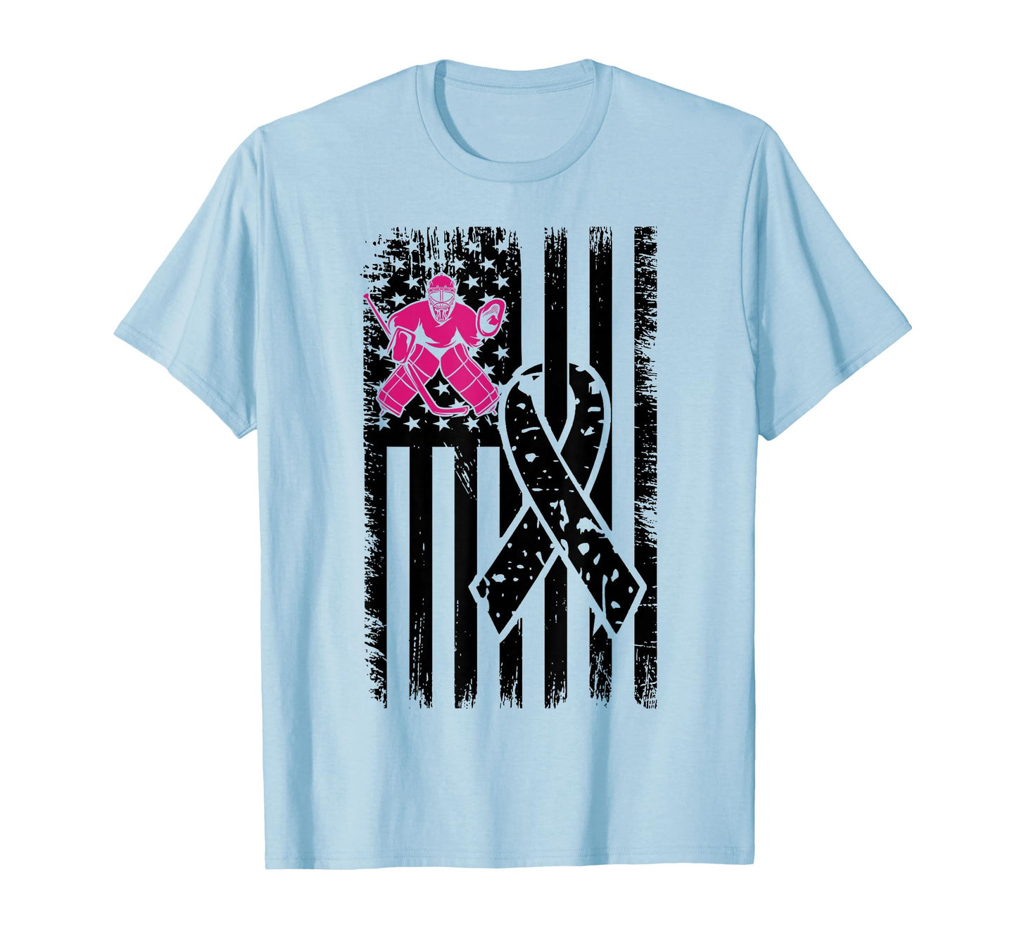 Hockey Pink Ribbon Breast Cancer Awareness Sport Lover T-Shirt