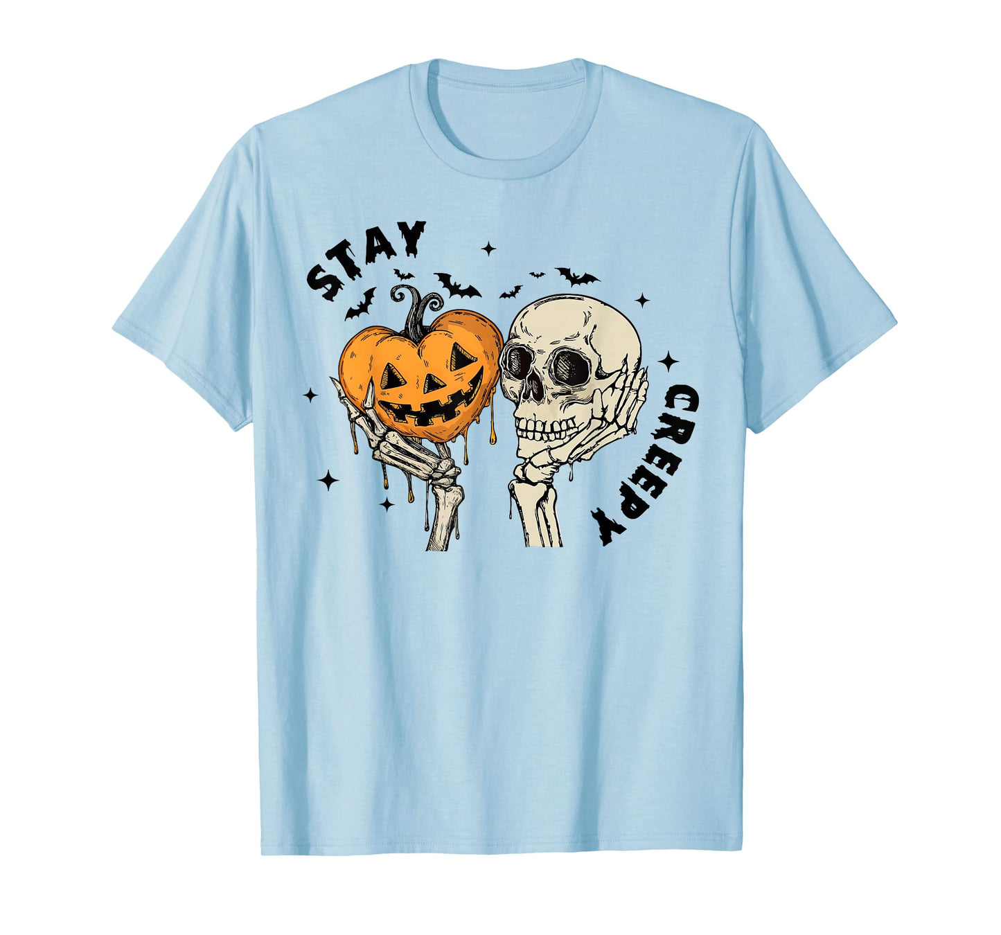 Stay Creepy, Retro Dripping Heart Halloween, Skeleton Hand T-Shirt