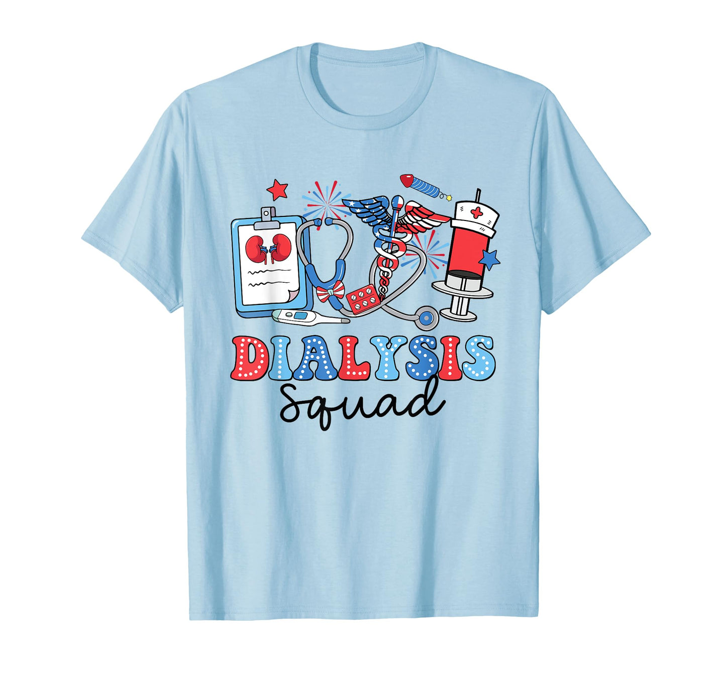 Retro Dialysis Squad USA Flag Dialysis Nurse 4th Of July Women Men T-Shirt