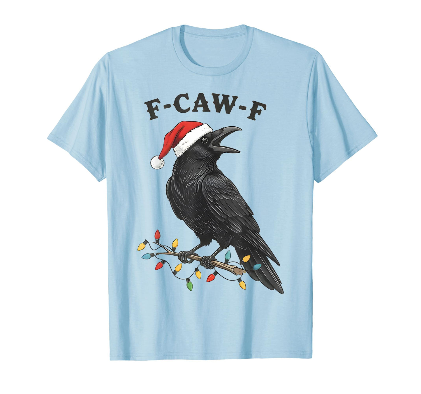 Vintage Raven Christmas, F-Caw-F Crow Santa Hat Xmas Funny T-Shirt