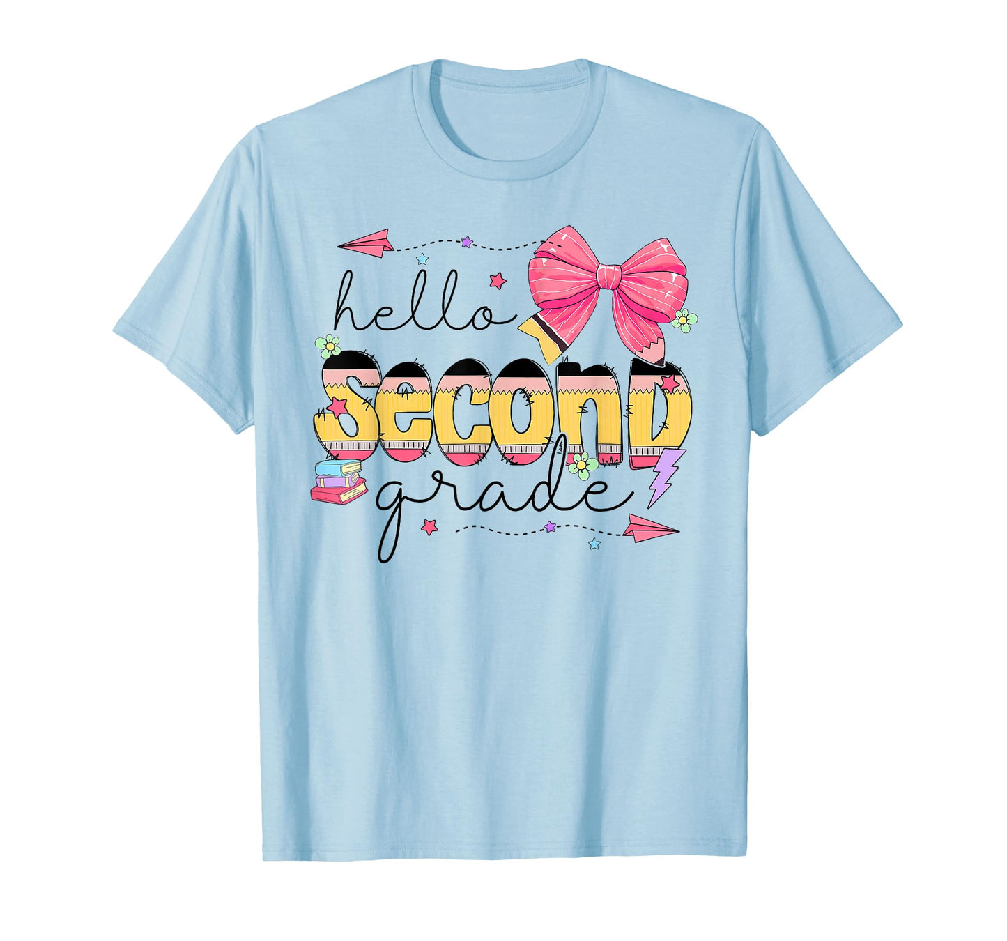 Back To School Hello Second Grade Teacher Coquette Bow T-Shirt