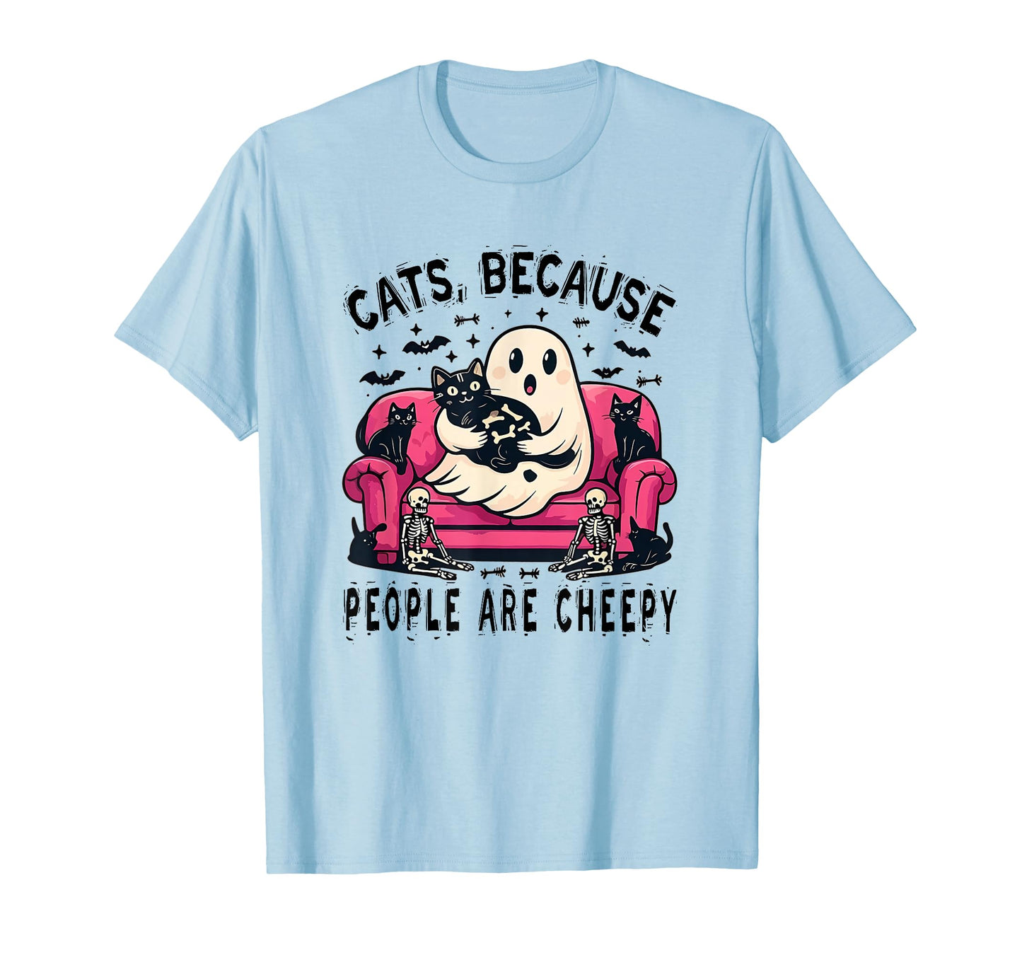Cats Because People are Creepy Ghost Halloween Cat Mom Kids T-Shirt