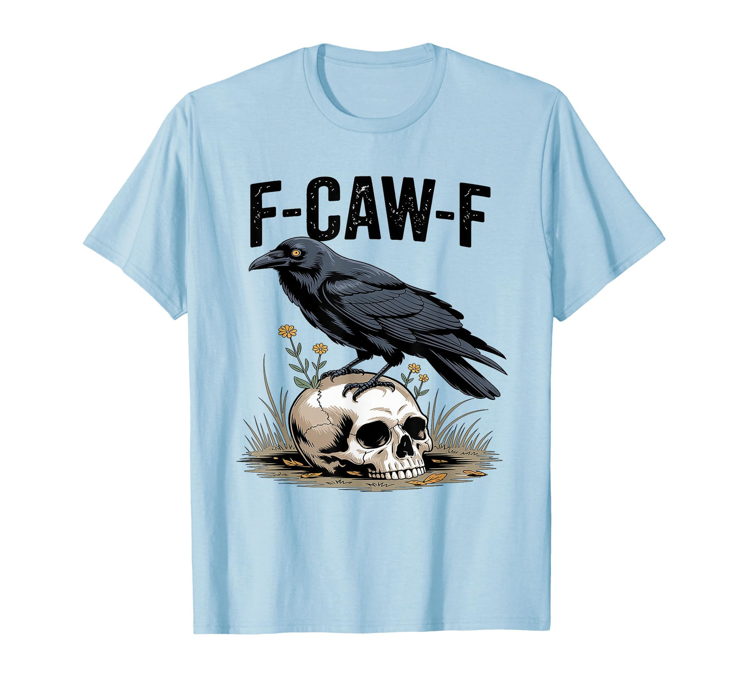 Retro Crow T-Shirt - Funny F-Caw-F Black Raven Bird Graphic T-Shirt