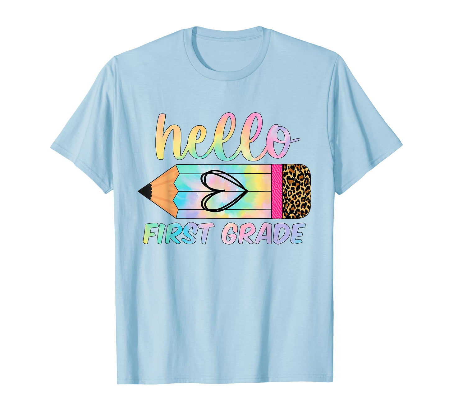 Back To School Hello First 1ST Grade Leopard Tie Dye Teacher T-Shirt