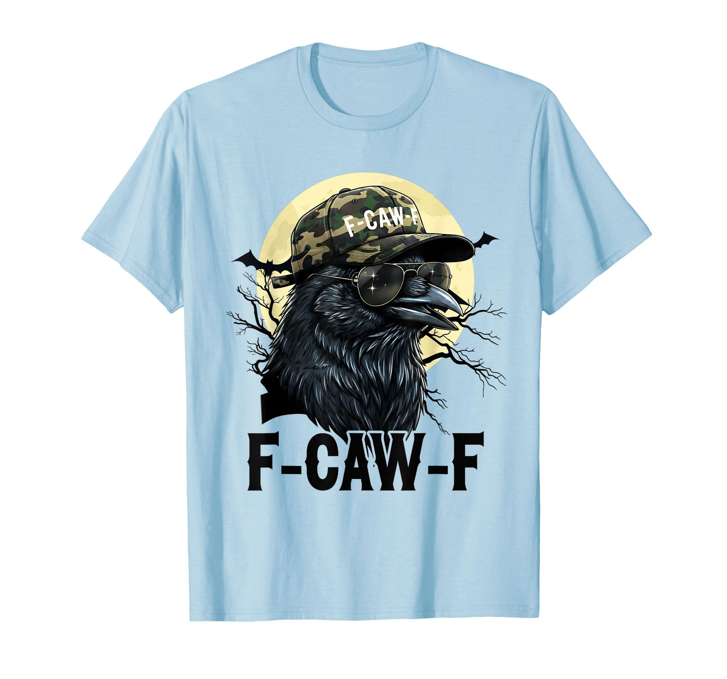 F-Caw-F Funny Halloween Black Crow Adult Humor Bird Camo T-Shirt