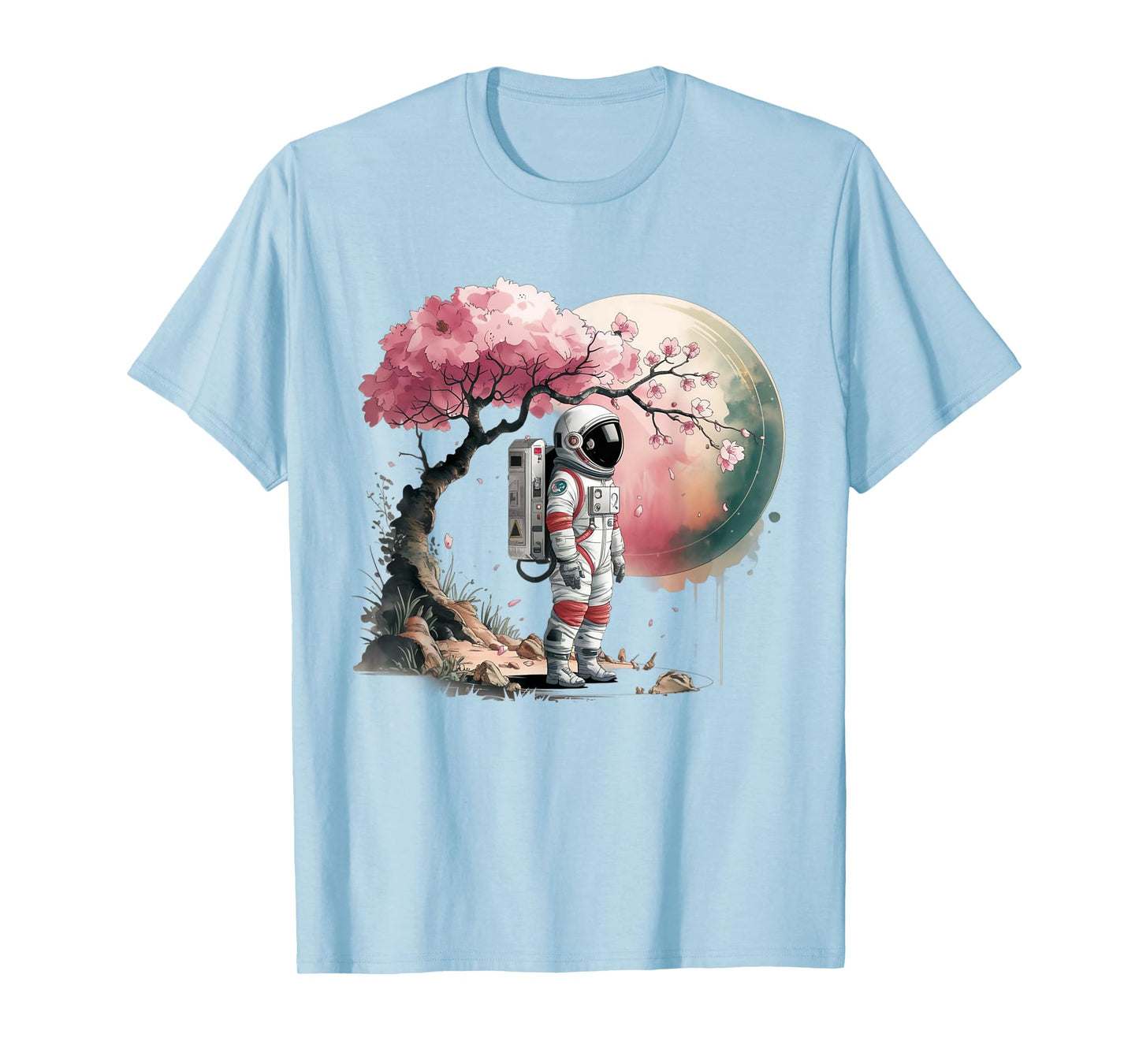 Cherry Blossom Astronaut Japanese Spring Flowers Nature T-Shirt