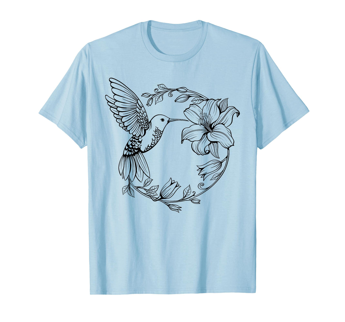 Hummingbird with Flowers Art For Men Women Birds Lovers T-Shirt