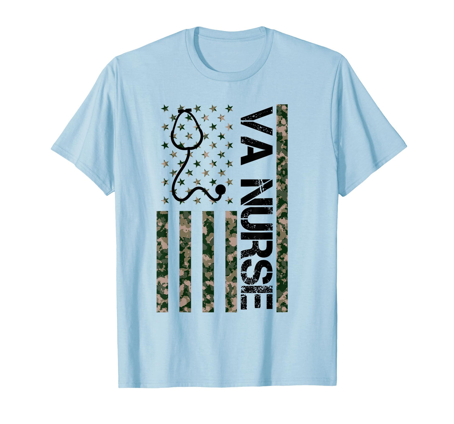 VA Nurse Camouflage American Flag Patriotic Nurse Week 2024 T-Shirt