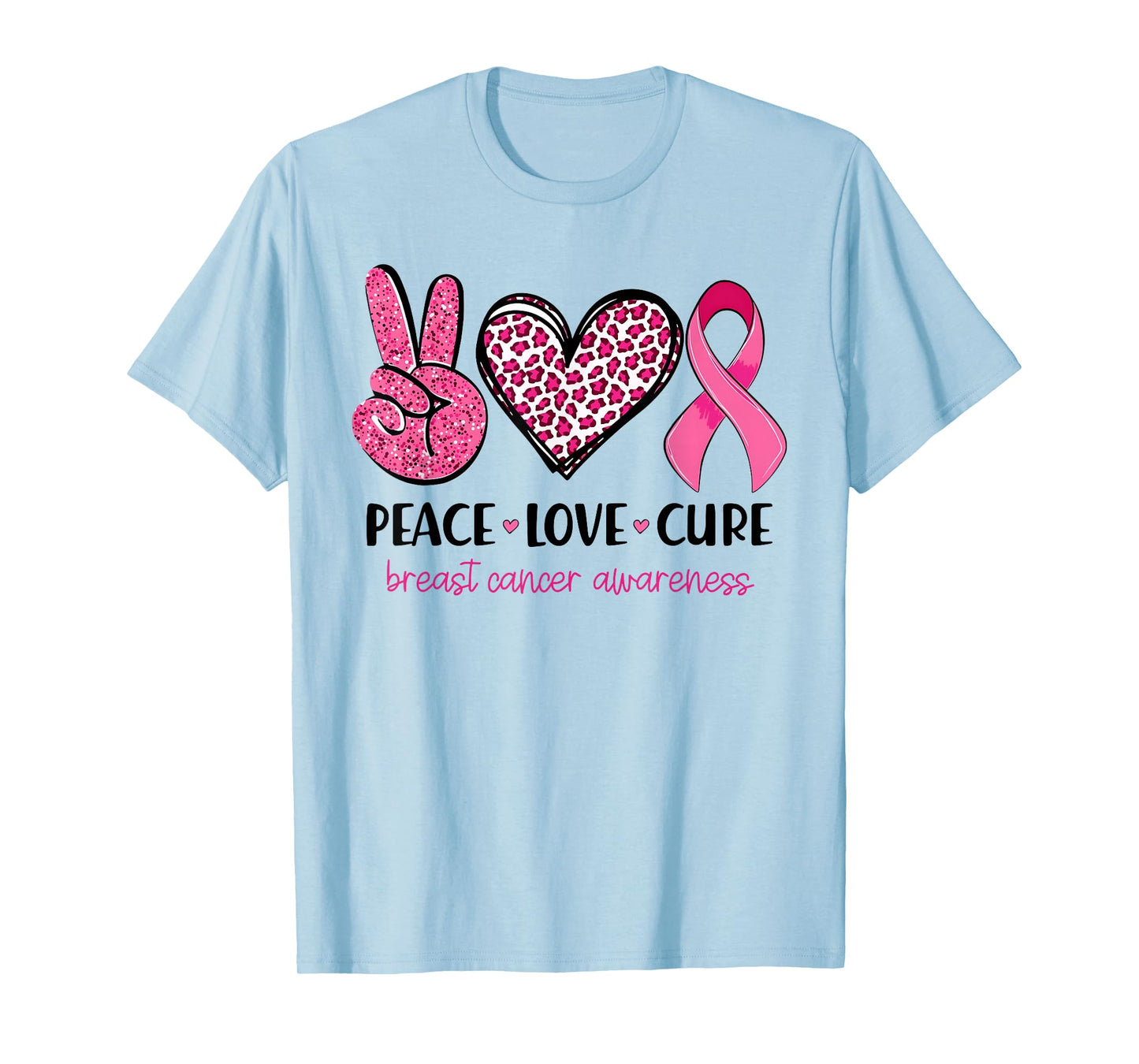 Peace Love Cure Pink Ribbon Breast Cancer Awareness Womens T-Shirt