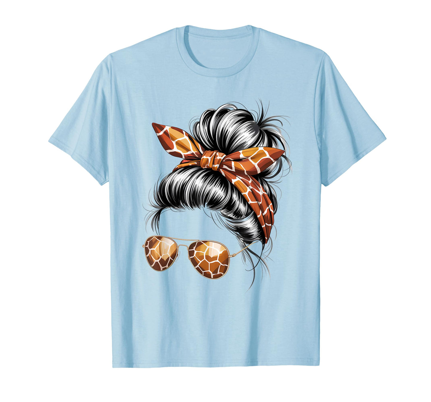 Mimi Life Hair Bandana Glasses Giraffe Print Mother's Day T-Shirt