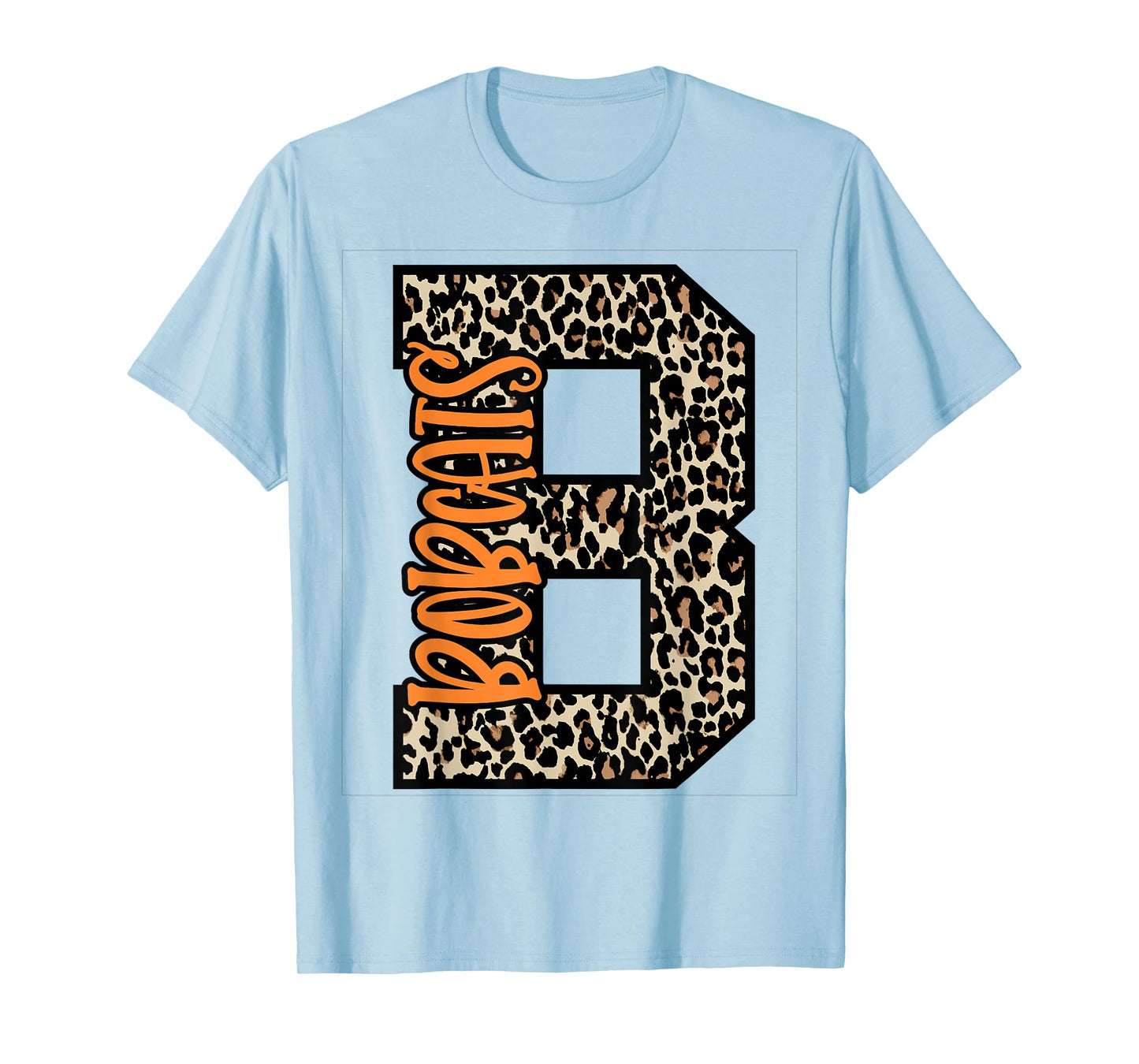 Bobcats Leopard Letter School Spirit Orange T-Shirt