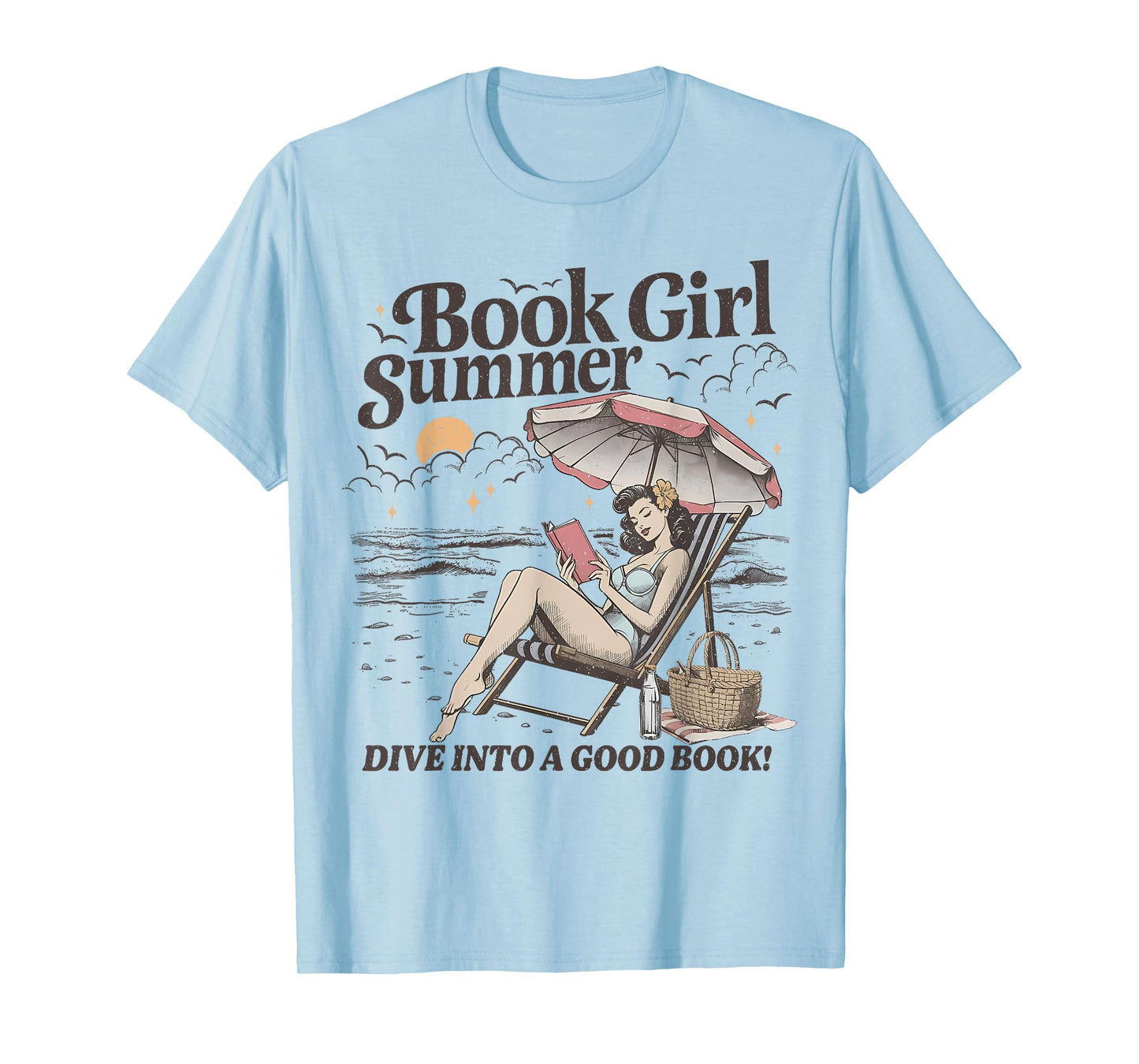 Book Girl Summer Bookish Beach Vacation T-Shirt