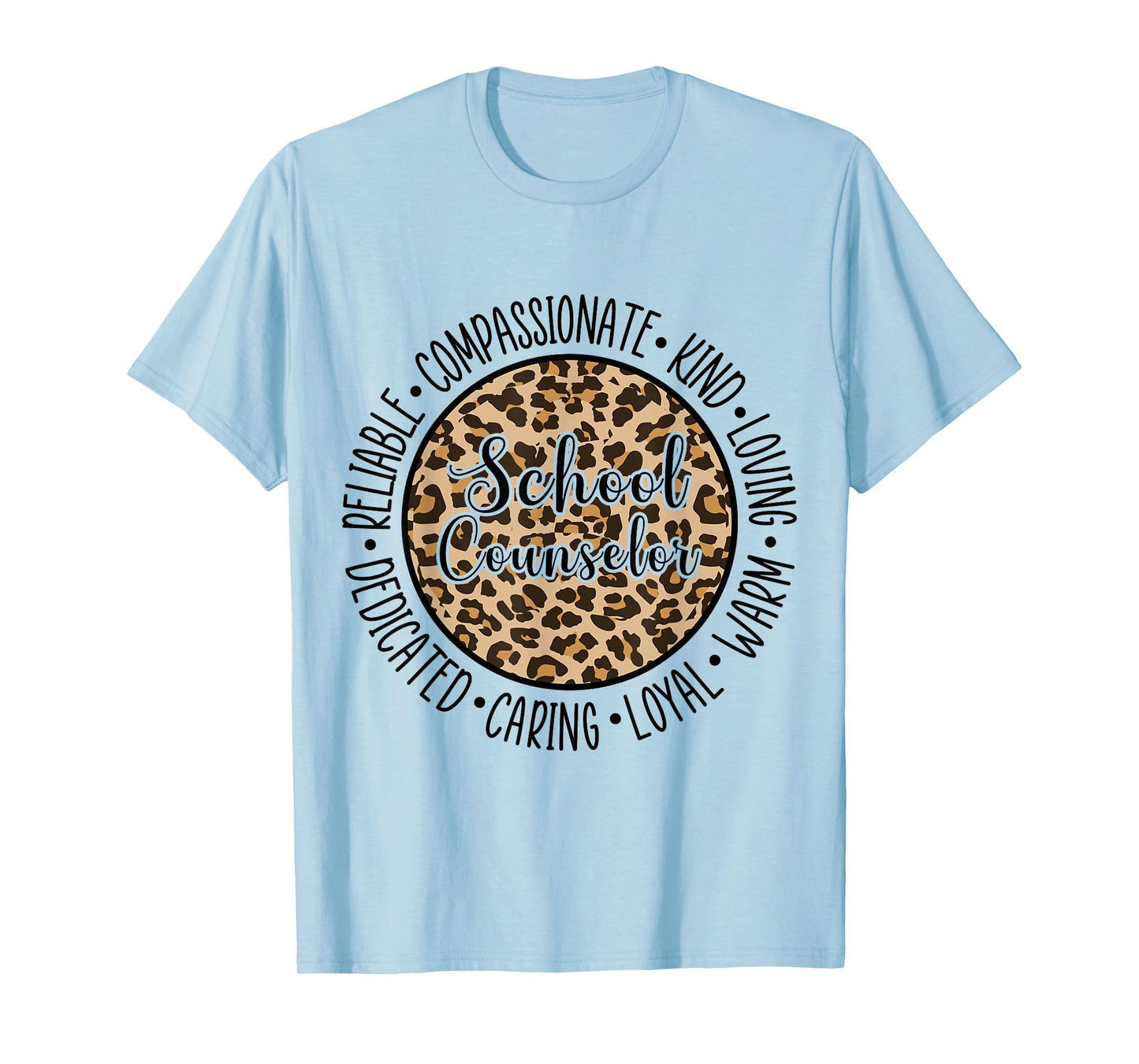 Leopard Cheetah Print School Counselor Traits Appreciation T-Shirt