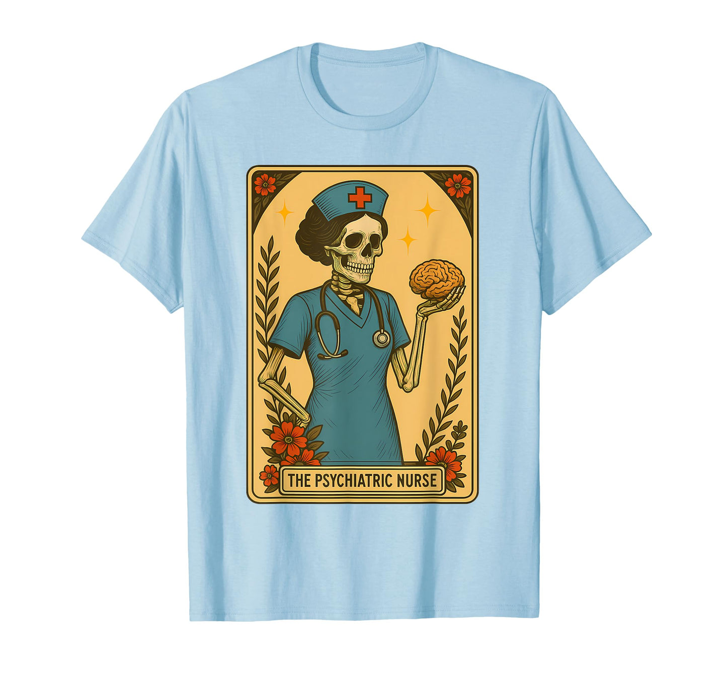 Psychiatric Nurse Tarot Card Skeleton Medical Nursing T-Shirt