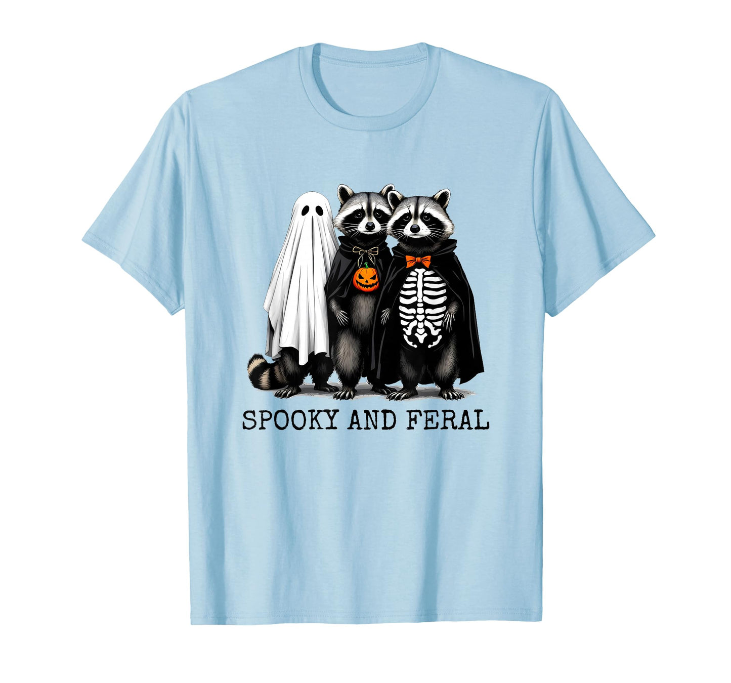 Spooky and Feral Girl Funny Halloween Cute Raccoon Men Women T-Shirt