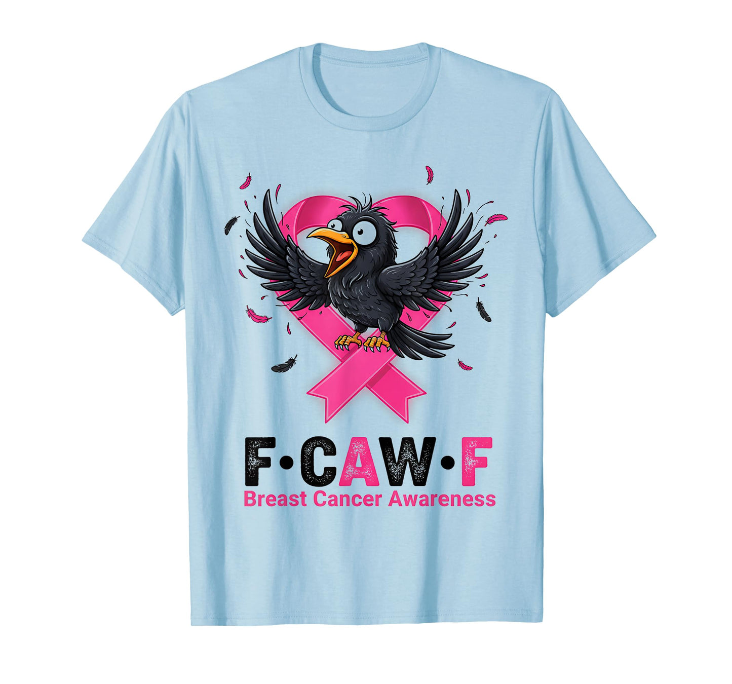 F-Caw-F Pink Ribbon Raven Moon Gothic Crow Breast Cancer T-Shirt