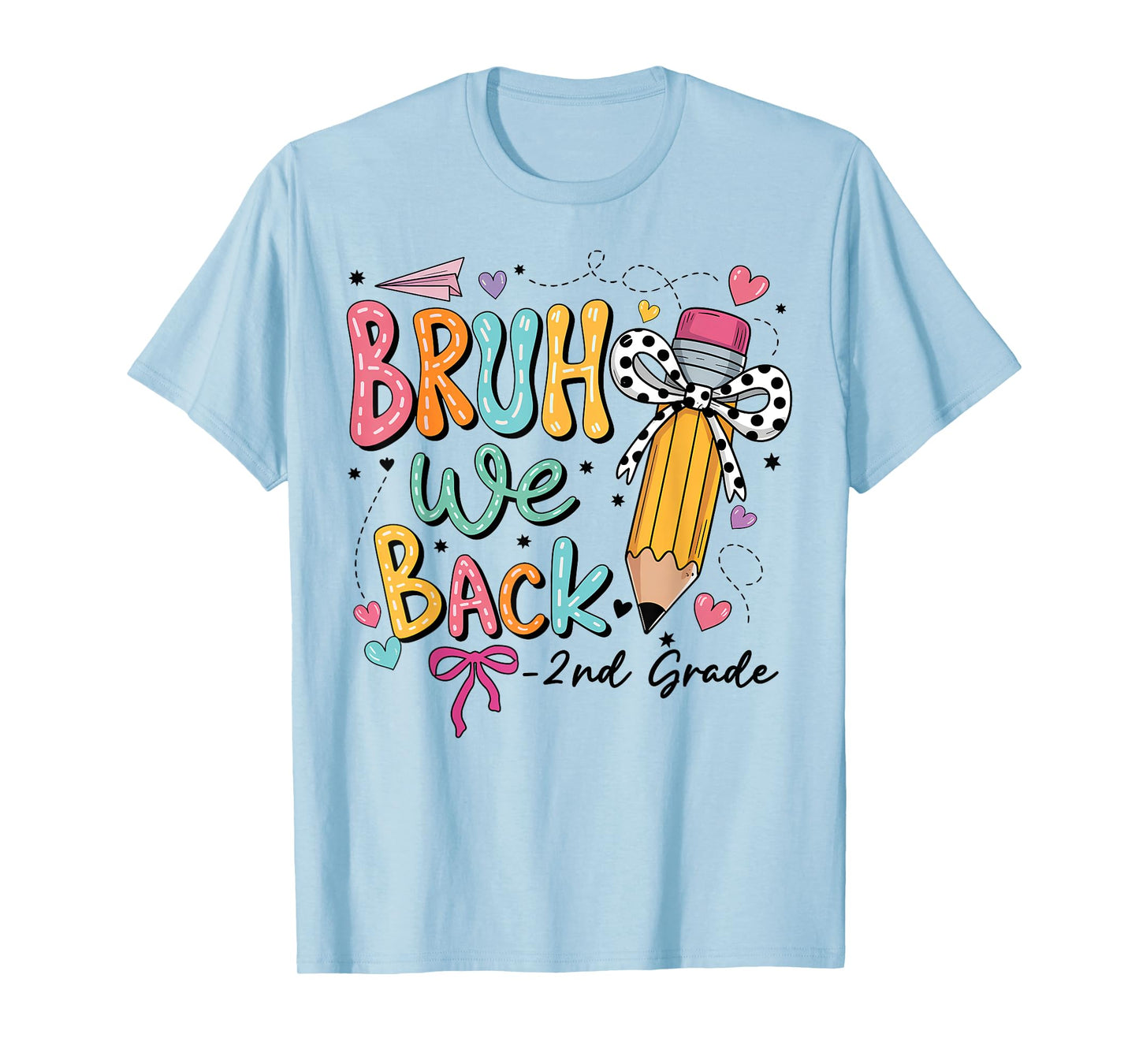 Bruh We Back Second Grade Coquette Bow First Day Of School T-Shirt