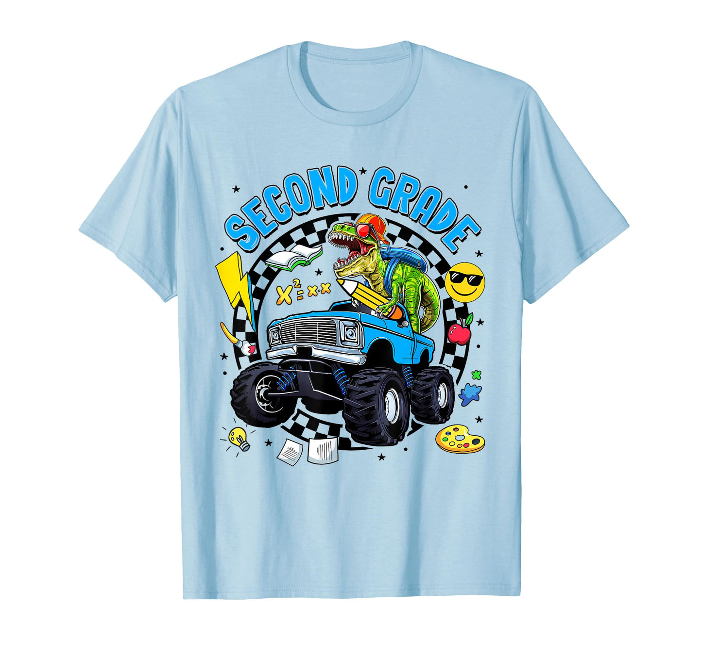 Second Grade Dinosaur Dino Truck Back To School Kids Boys T-Shirt