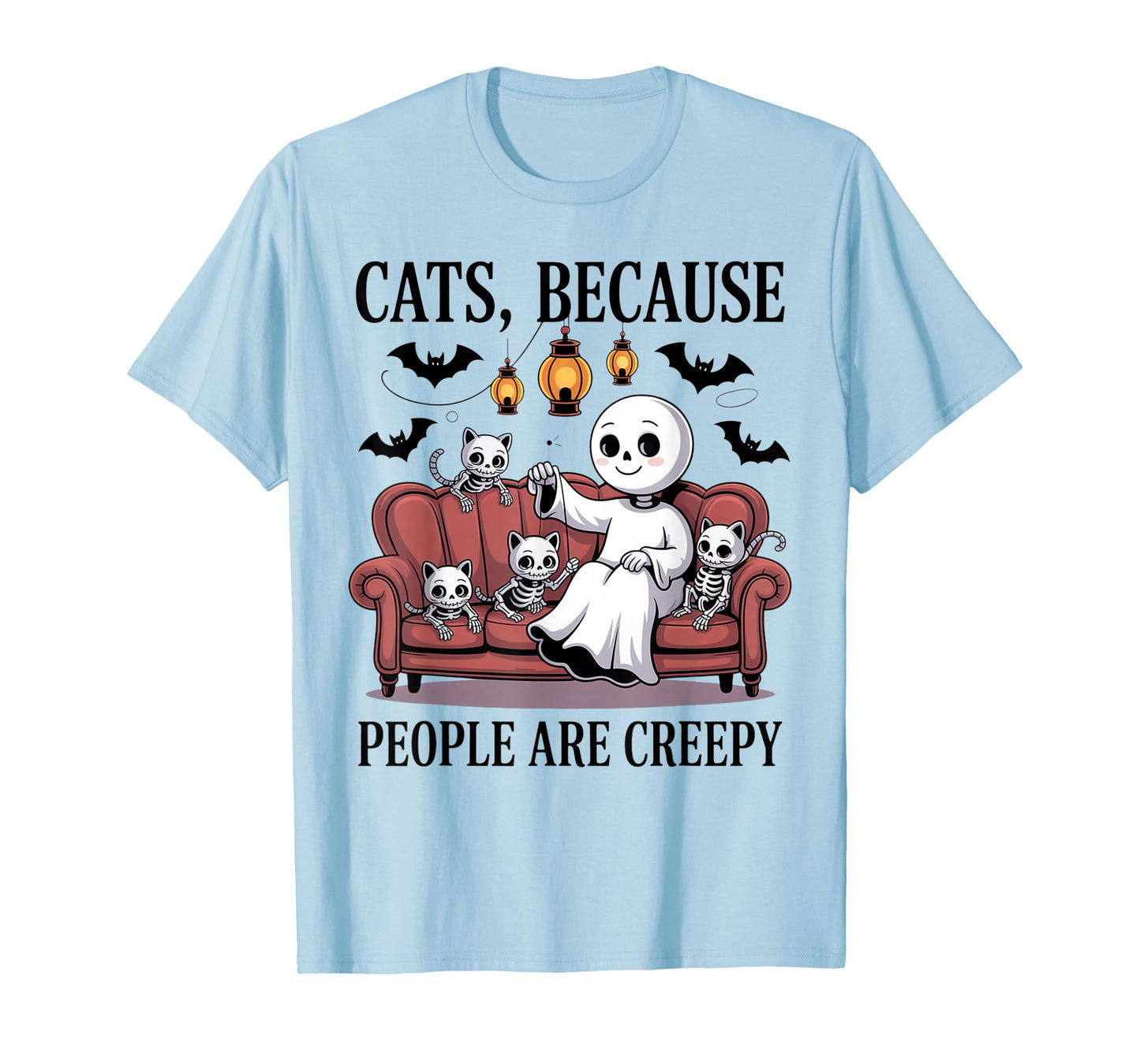 Cats Because People are Creepy Ghost Halloween Cat Mom Kids T-Shirt