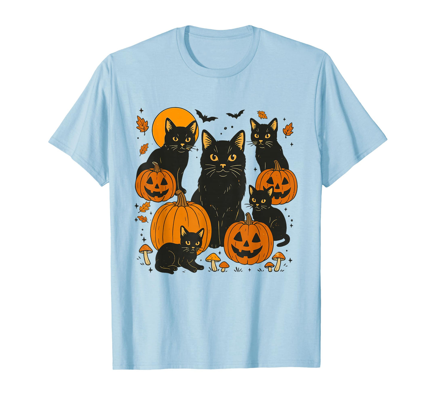 Black Cat Pumpkin Halloween Cat Lover Cozy Spooky Season T-Shirt