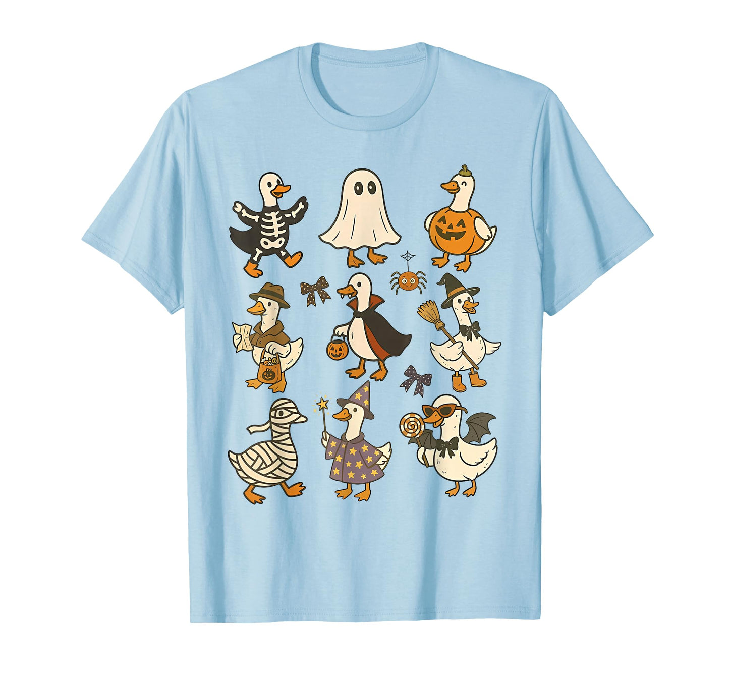 Halloween Skeleton Witch Geese Spooky Goose On The Loose T-Shirt