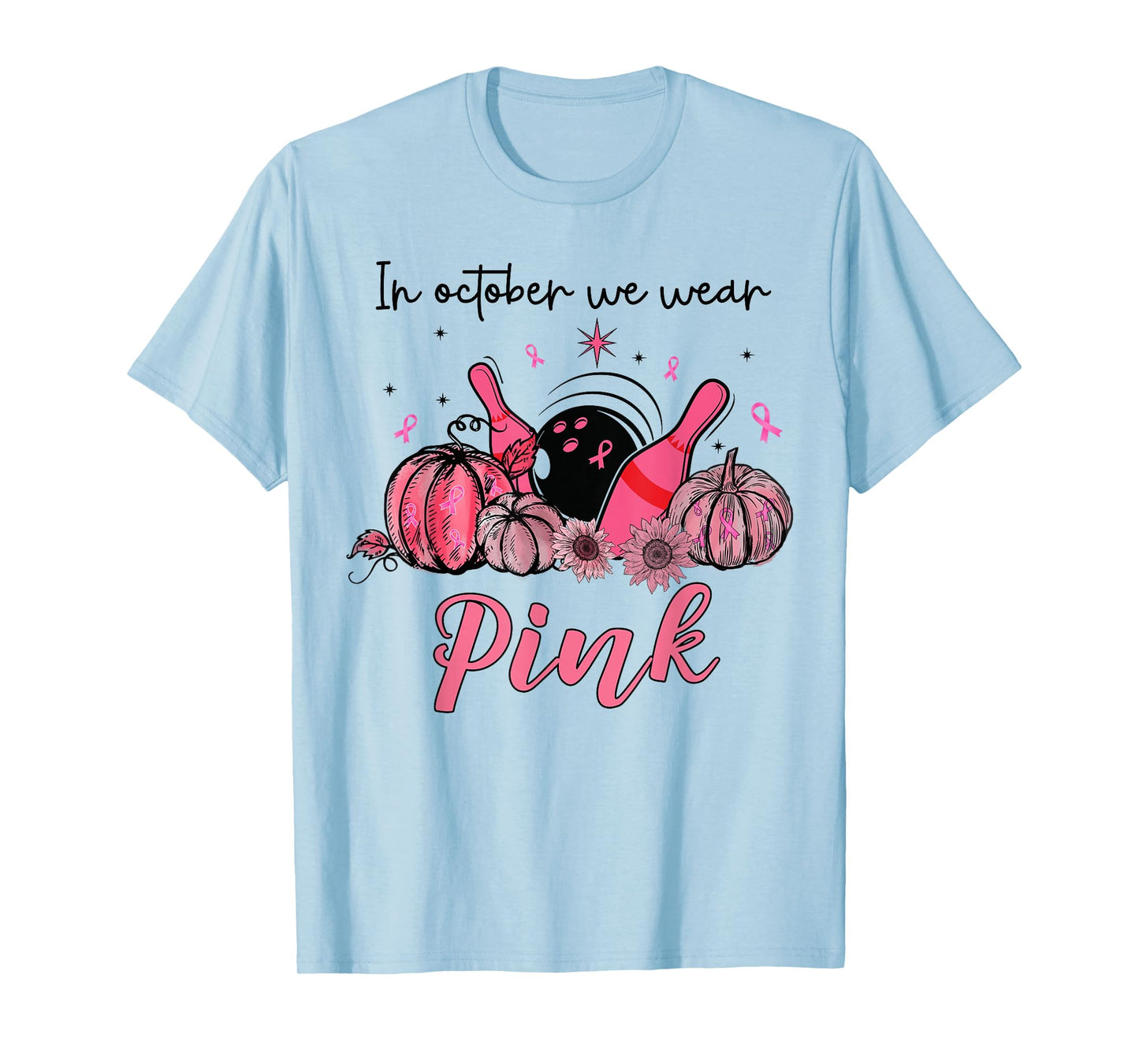 In October We Wear Pink Bowling Breast Cancer Awareness Gift T-Shirt