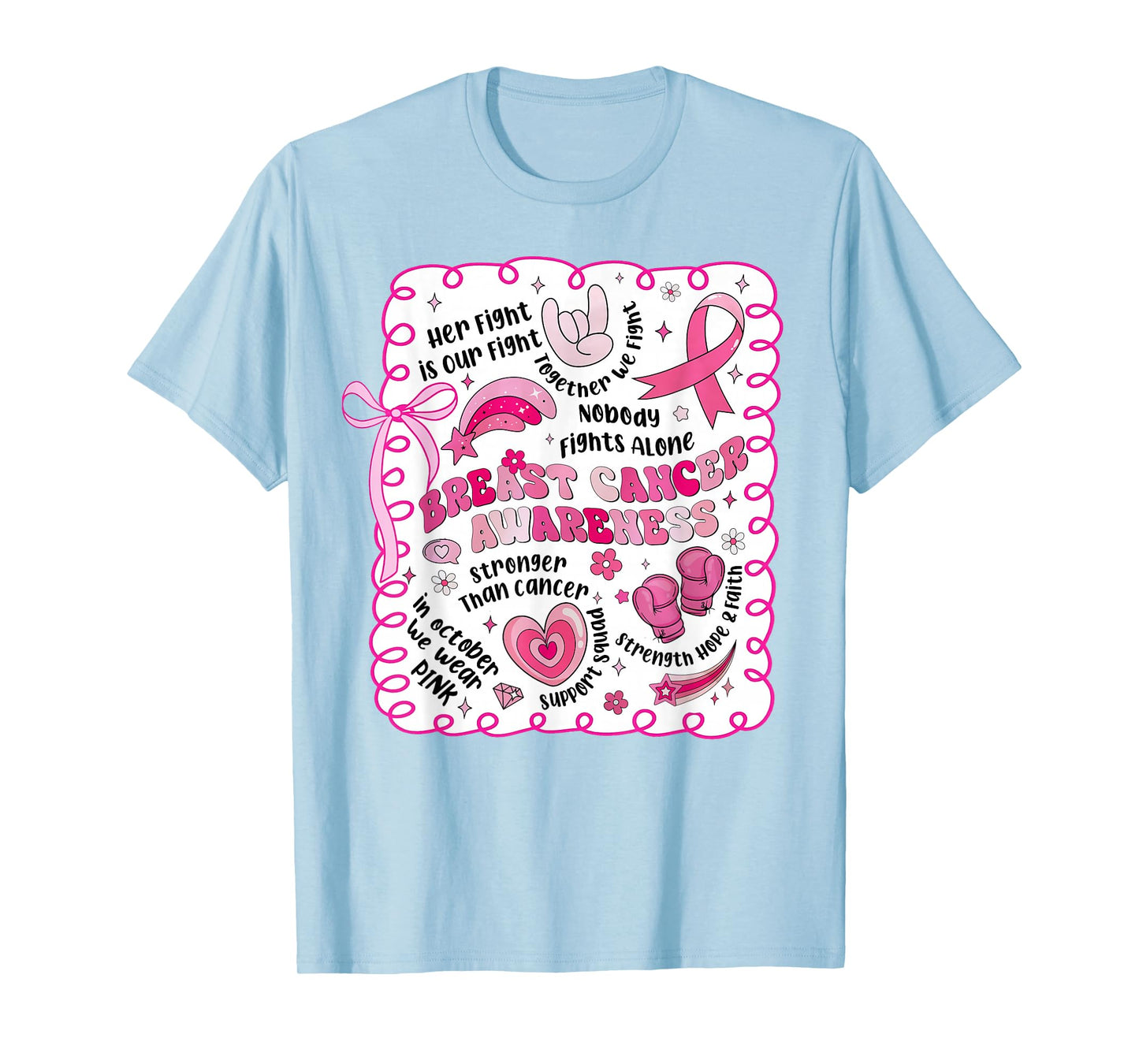 Breast Cancer Awareness Inspiration Strong Womens Girls Pink T-Shirt