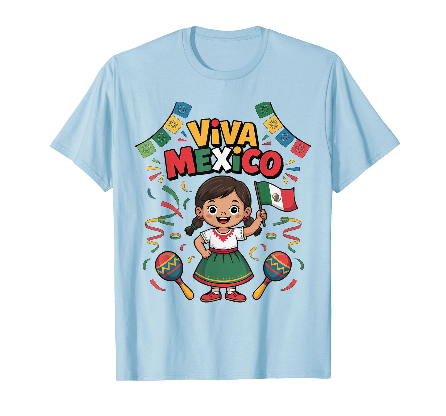 Viva Mexico Shirt Toddler Girl Mexican Flag Independence Day T-Shirt