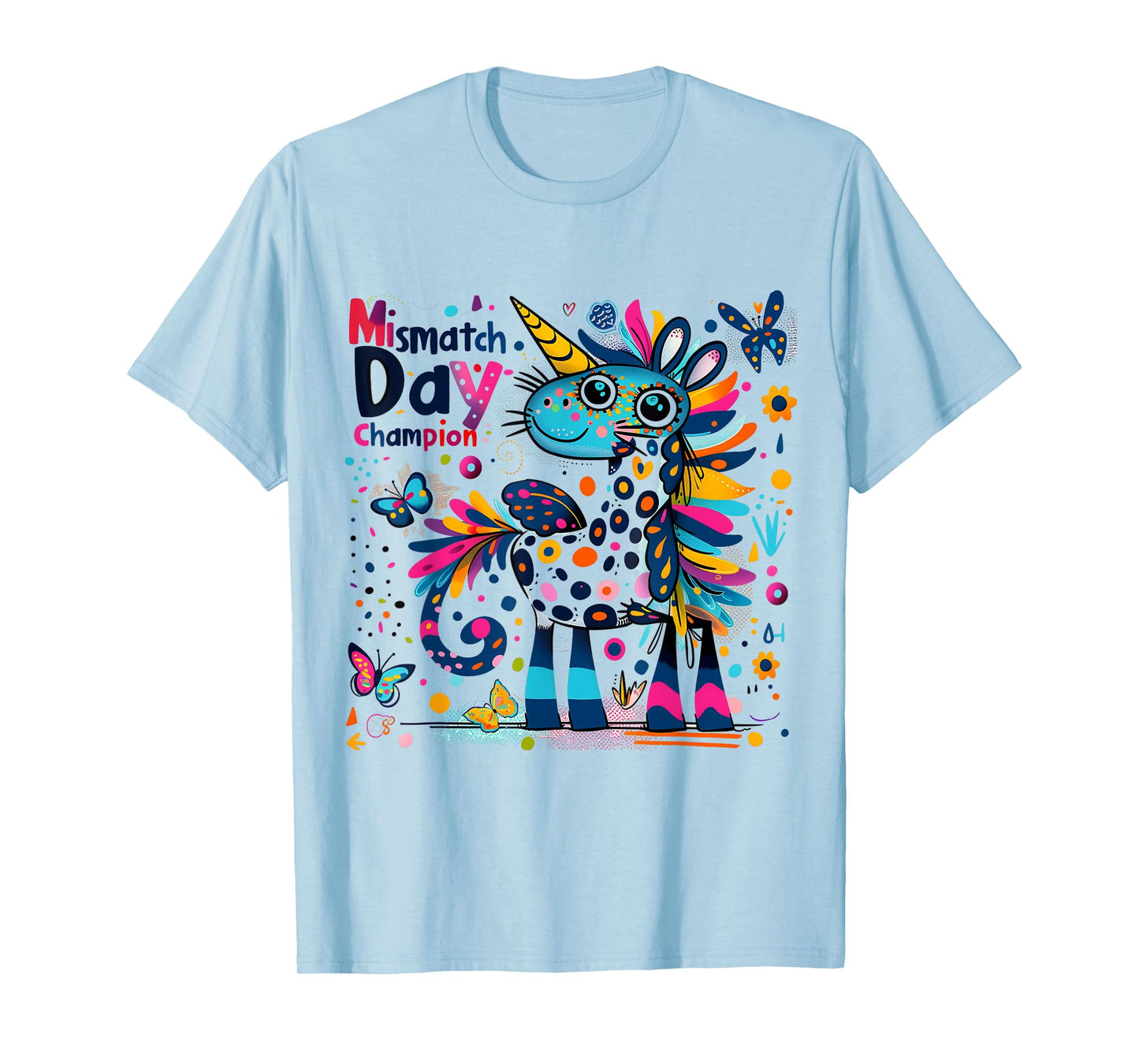 Mismatch Day Champion Funny Colorful Unicorn T-Shirt
