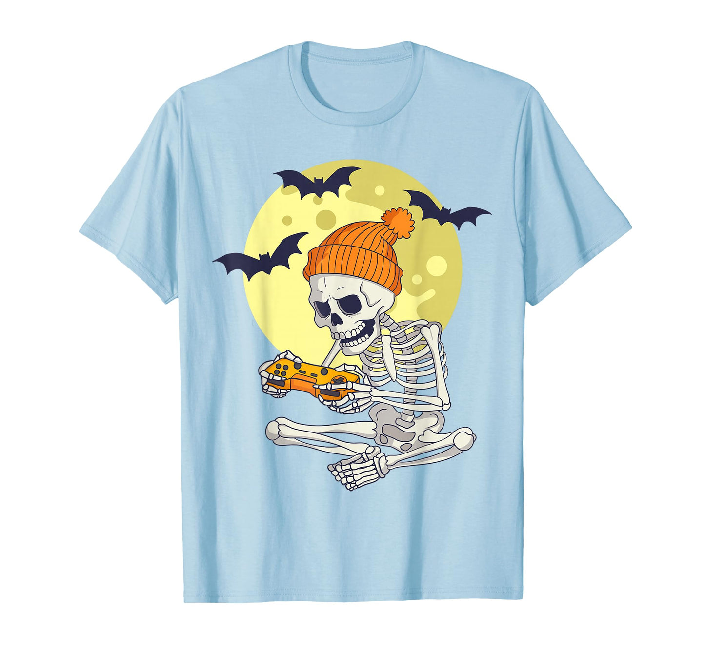 Funny Halloween Skeleton Gamer Video Games Boys Mens Gaming T-Shirt