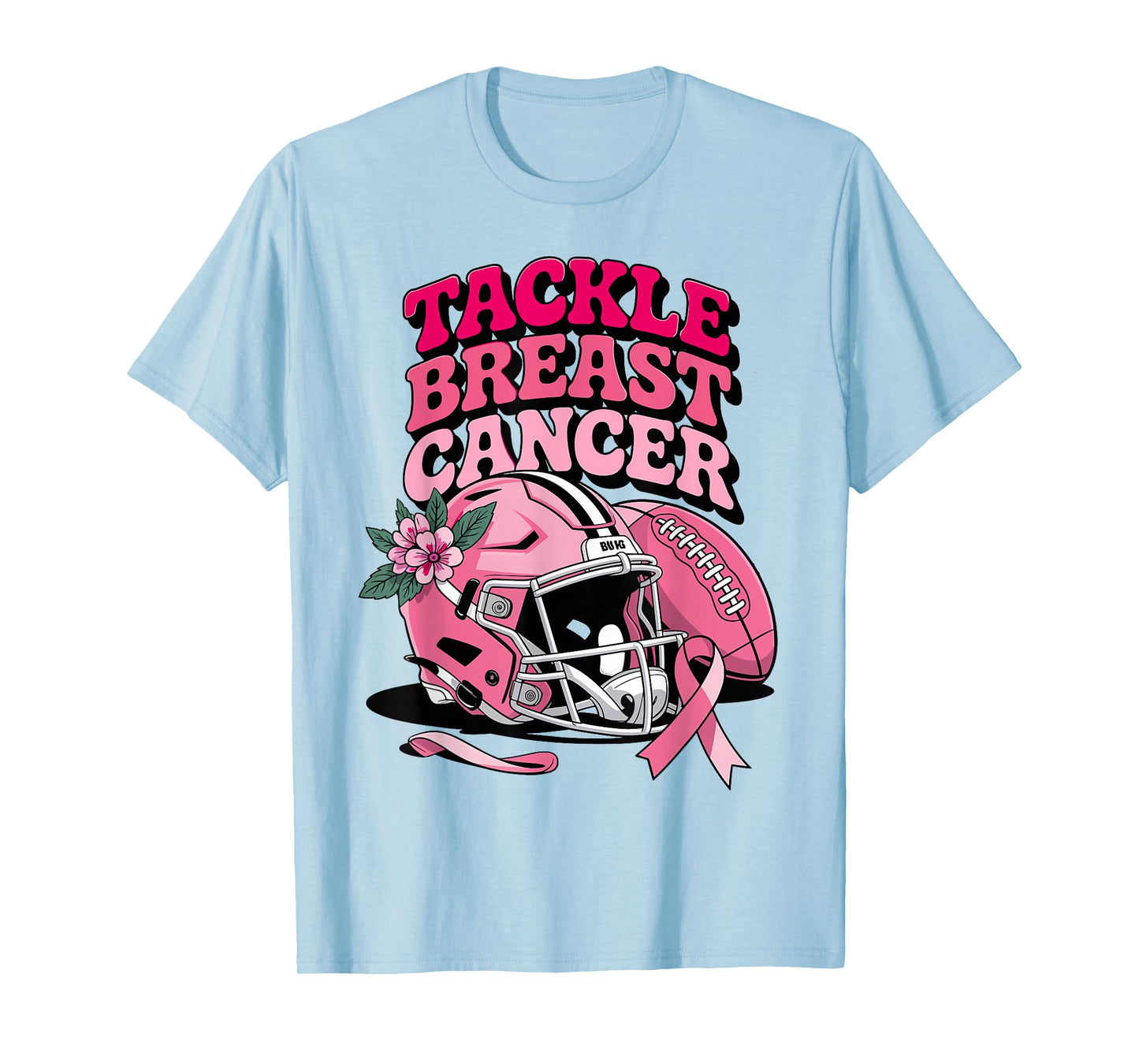 Tackle Breast Cancer Football Pink Ribbon Awareness Survivor T-Shirt