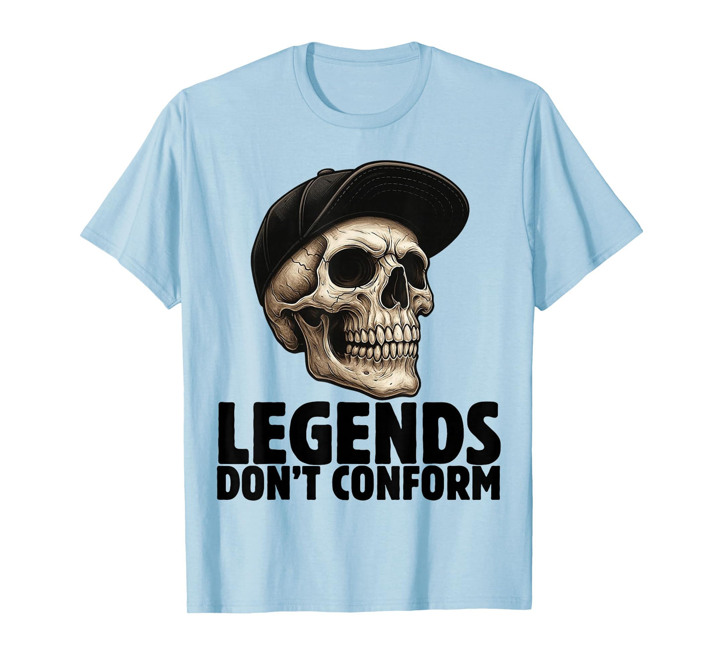 Skull in Cap Street Style Urban Art Skeleton T-Shirt