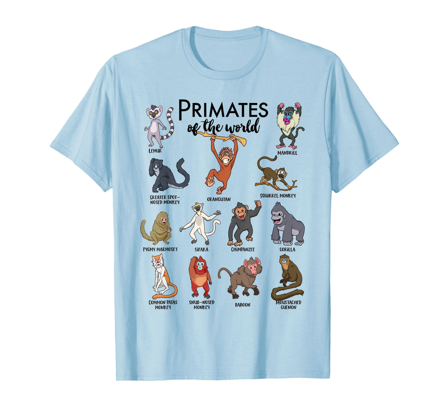 Various Monkeys - Types of Primates T-Shirt