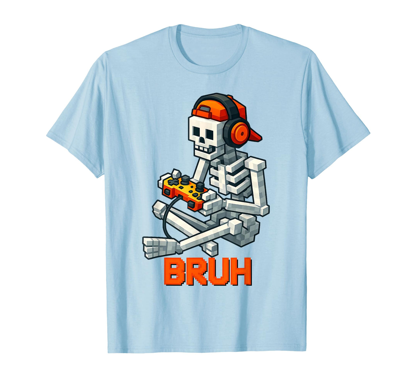 Bruh Skeleton Video Game Halloween Gaming Gamer Boys Men T-Shirt