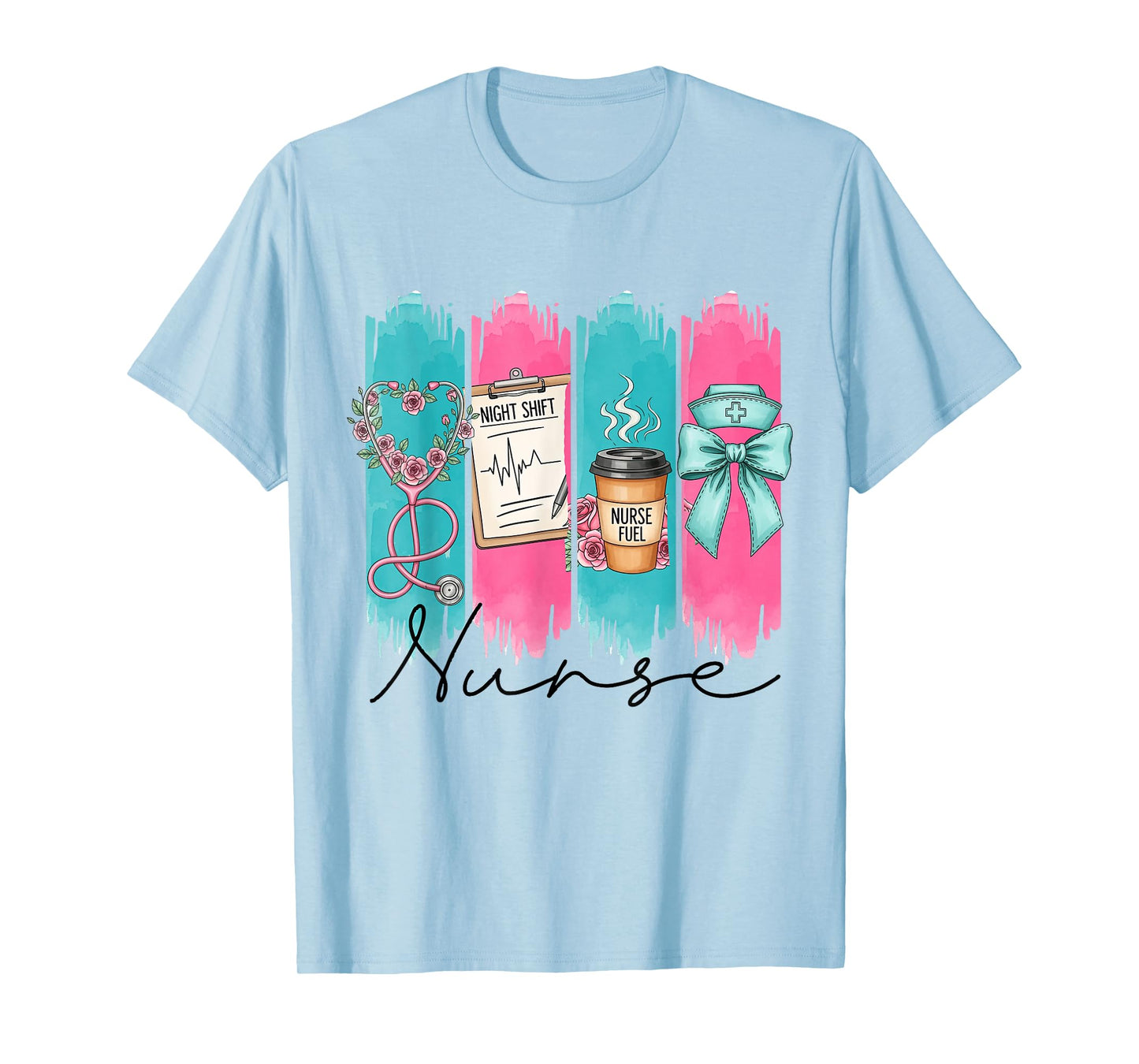 Girly Nurse Coquette Bow Stethoscope RN Nursing Assistant T-Shirt