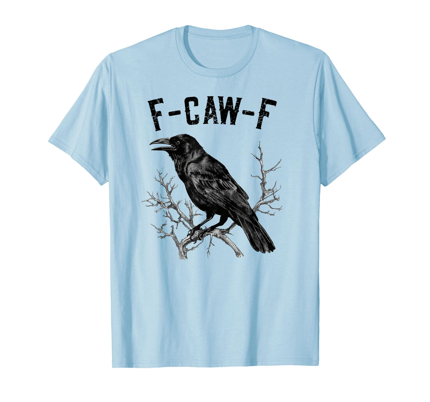 Black Crow F-Caw-F Funny Black Bird Moon Halloween Art T-Shirt