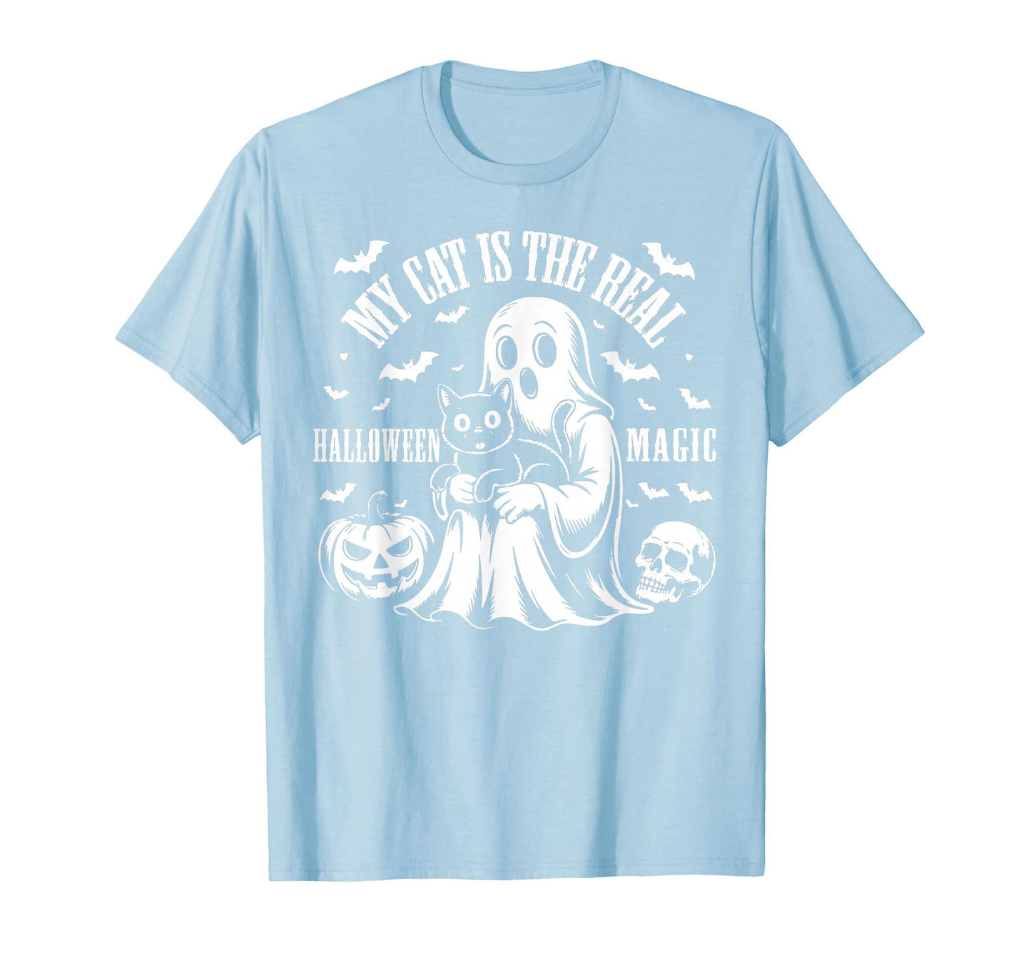 Halloween Pumpkin Black Cat Print with Witch Hat, Pet Owner T-Shirt