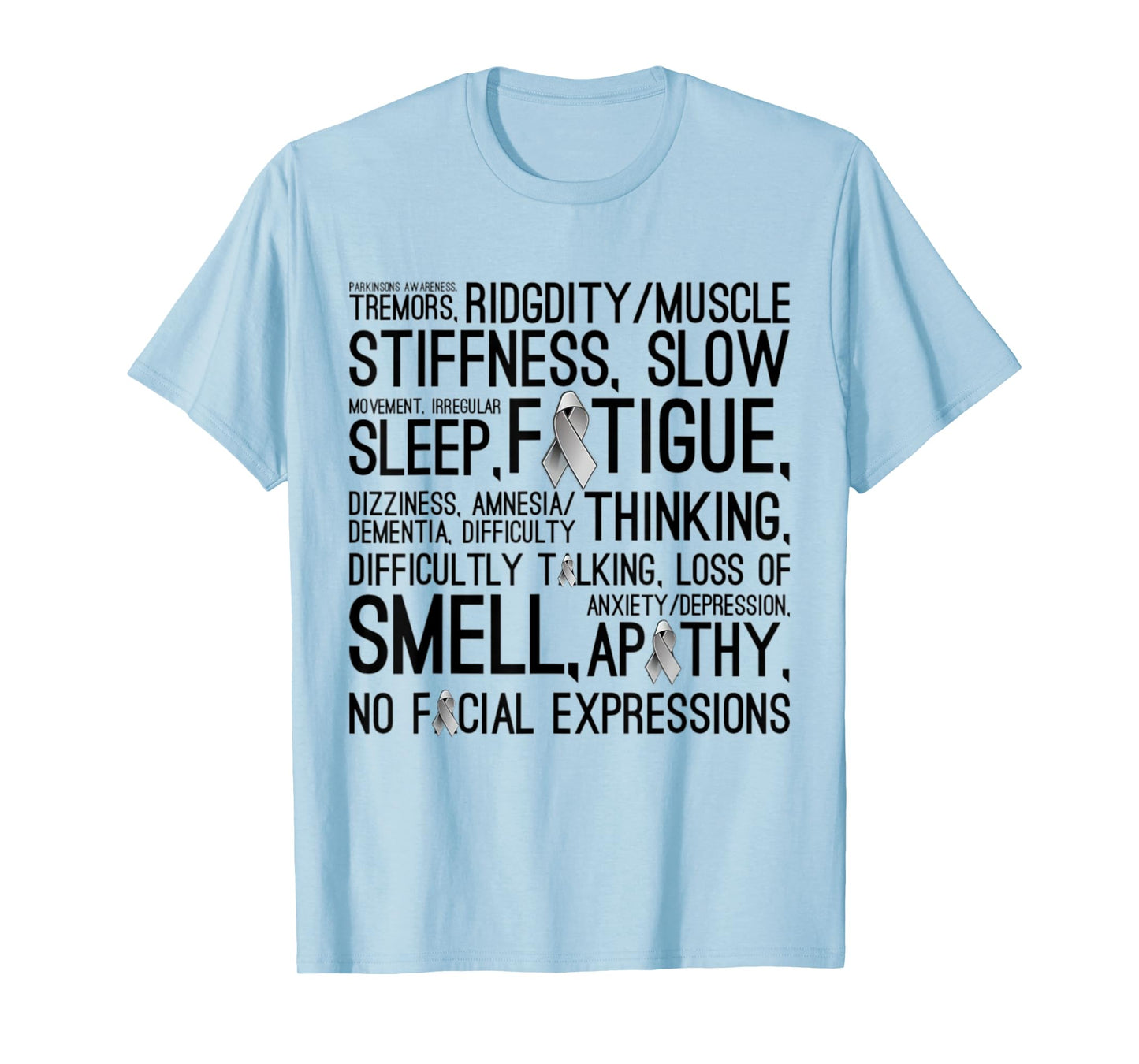 Parkinson Disease Awareness Month - Symptoms Grey Ribbon T-Shirt
