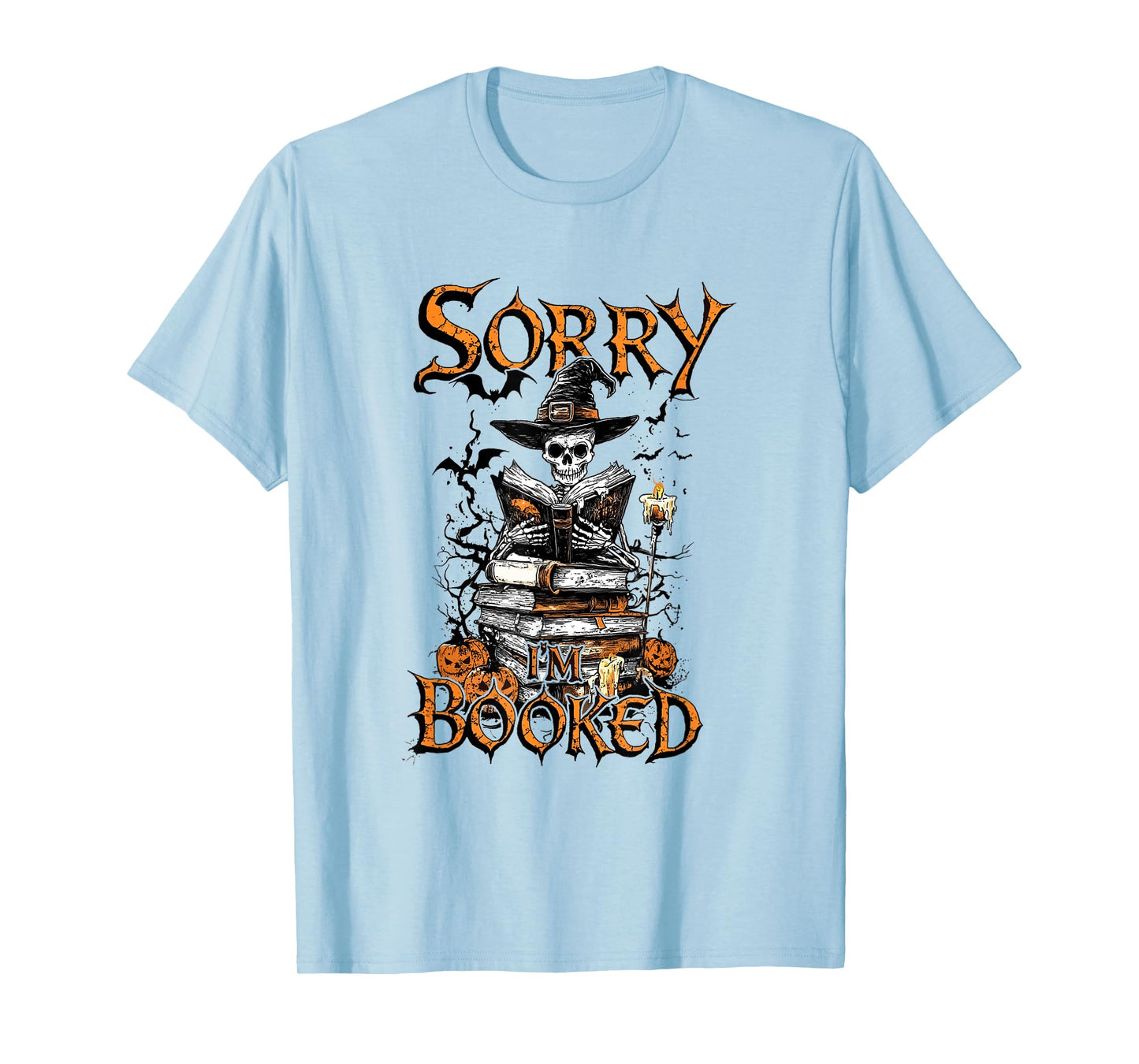 I'm Booked Funny Skeleton Bookish Witchy Halloween Reading T-Shirt